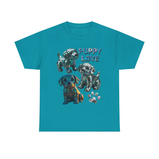 Abalone Puppy Love Tee - Unisex Heavy Cotton Tee, Dog Lovers Gift, Pet Lovers Apparel, Animal Lover Shirt, Cute Dog Graphic Tee