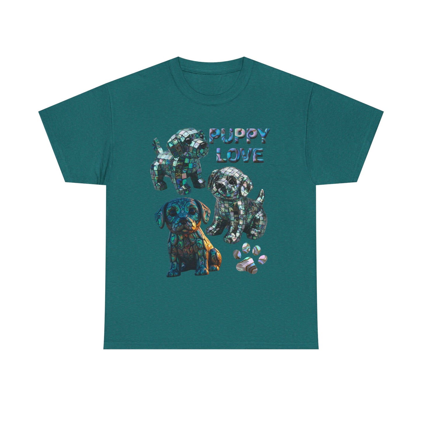 Abalone Puppy Love Tee - Unisex Heavy Cotton Tee, Dog Lovers Gift, Pet Lovers Apparel, Animal Lover Shirt, Cute Dog Graphic Tee