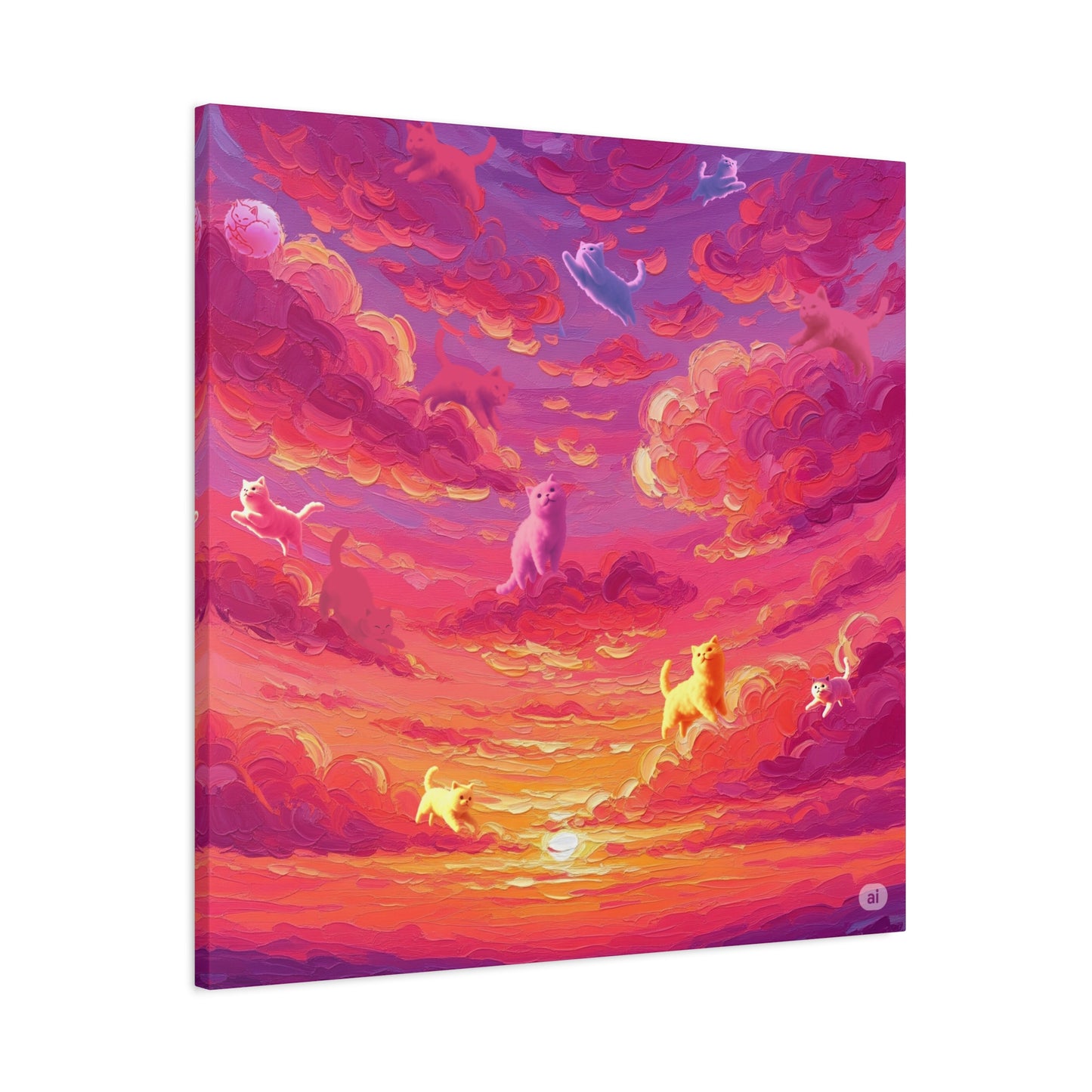 Dreamy Pet Canvas Print, Pink Sunset Sky Art, Dog and Cat Lovers Wall Decor, Perfect Gift for Animal Lovers, Home Decoration