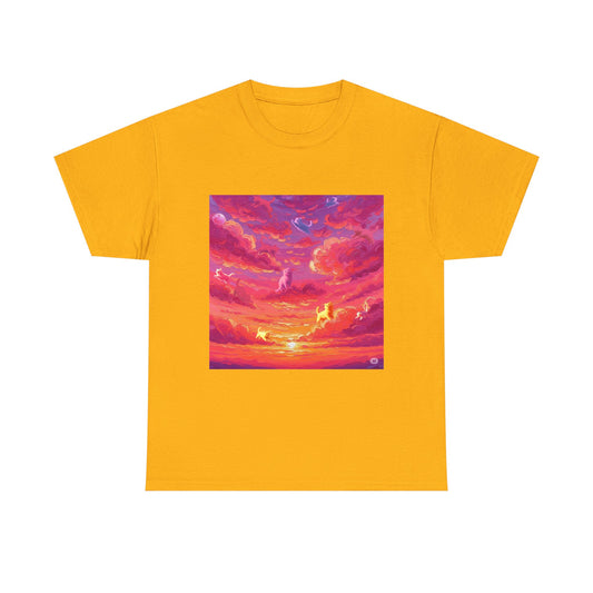 Colorful Sunset Art Unisex Tee, Vibrant Graphic T-Shirt, Beachwear, Summer Festival Top, Gift for Nature Lovers, Cozy Cotton Shirt