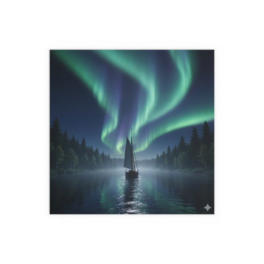 Sail Boat Under the Northern Lights, Indoor Decor, Nature Wall Art, Gift for Home, Camping or Travel Enthusiasts, Aurora Borealis Image