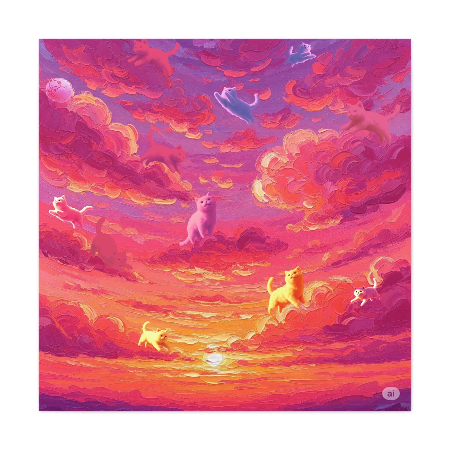 Dreamy Pet Canvas Print, Pink Sunset Sky Art, Dog and Cat Lovers Wall Decor, Perfect Gift for Animal Lovers, Home Decoration