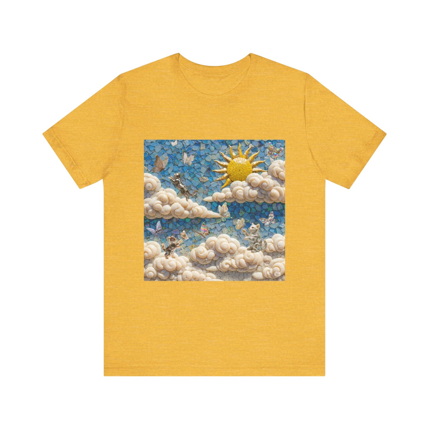 Kitties playing with Butterflies in the Sunny Day Sky  Tee - Enchanting Cloud and Sunshine Design, Perfect for Nature Lovers, Gifts, Summer Vibe, Bright Casual Wear