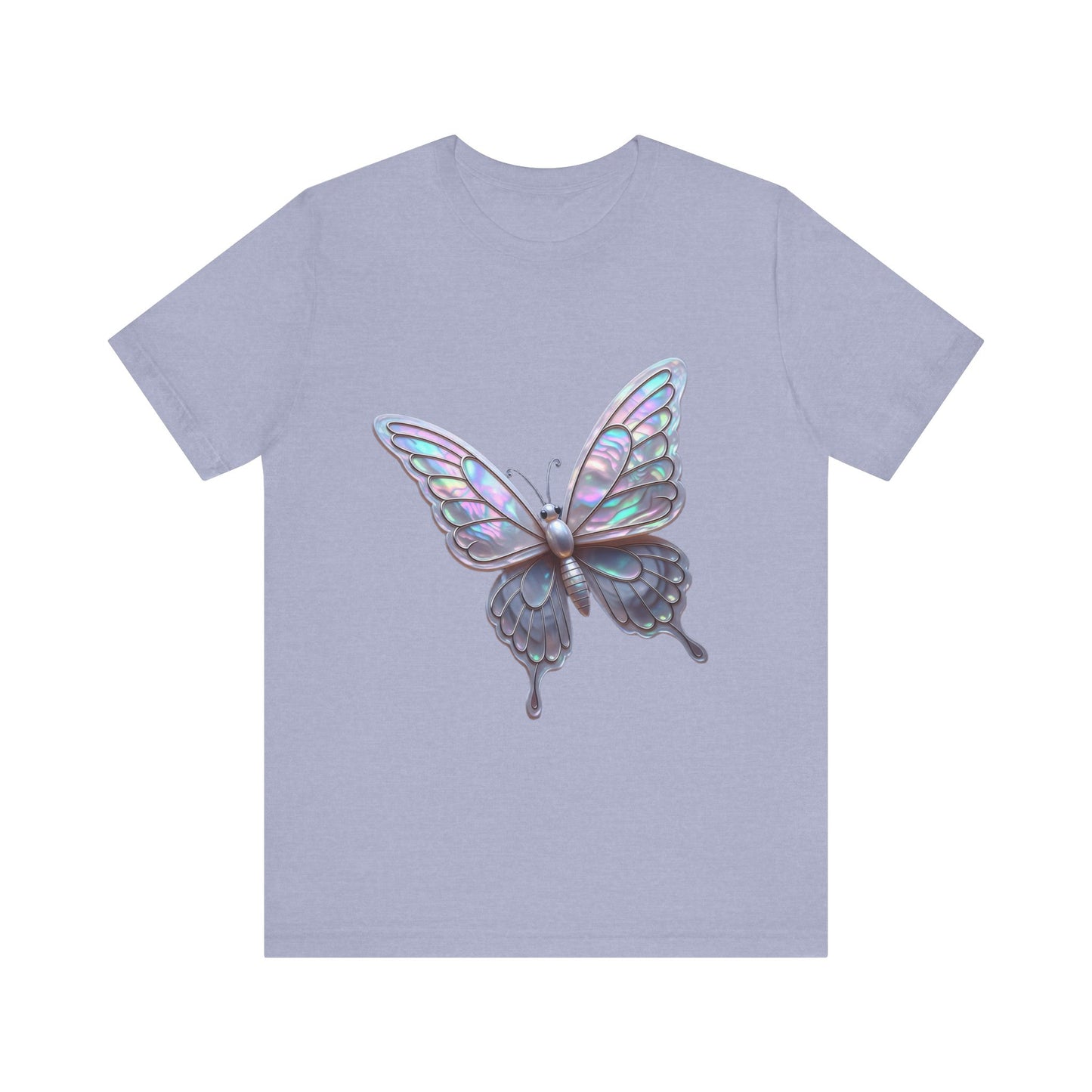 Iridescent Butterfly Tee, Nature Lover Shirt, Casual Graphic Tee, Gift for Her, Spring Fashion, Butterfly Graphic T-Shirt