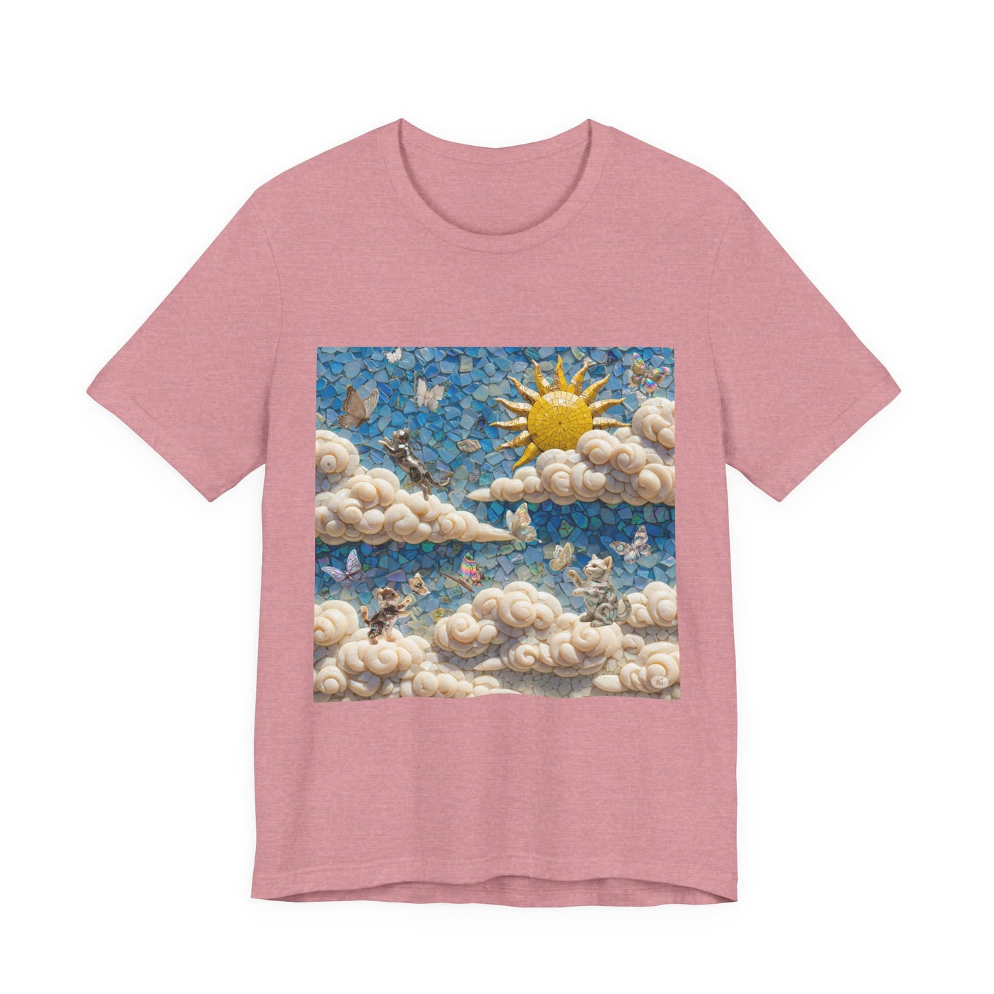 Kitties playing with Butterflies in the Sunny Day Sky  Tee - Enchanting Cloud and Sunshine Design, Perfect for Nature Lovers, Gifts, Summer Vibe, Bright Casual Wear