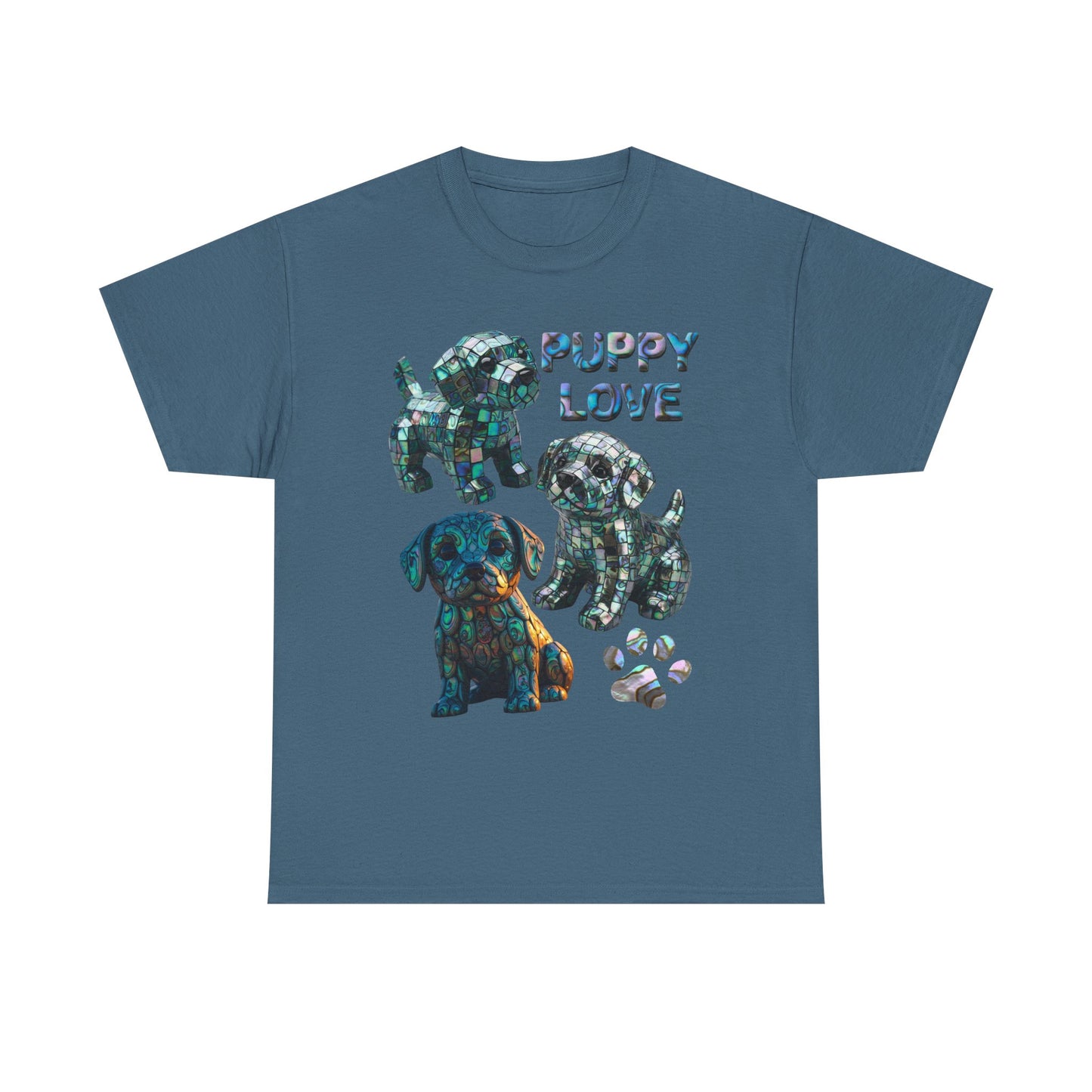 Abalone Puppy Love Tee - Unisex Heavy Cotton Tee, Dog Lovers Gift, Pet Lovers Apparel, Animal Lover Shirt, Cute Dog Graphic Tee