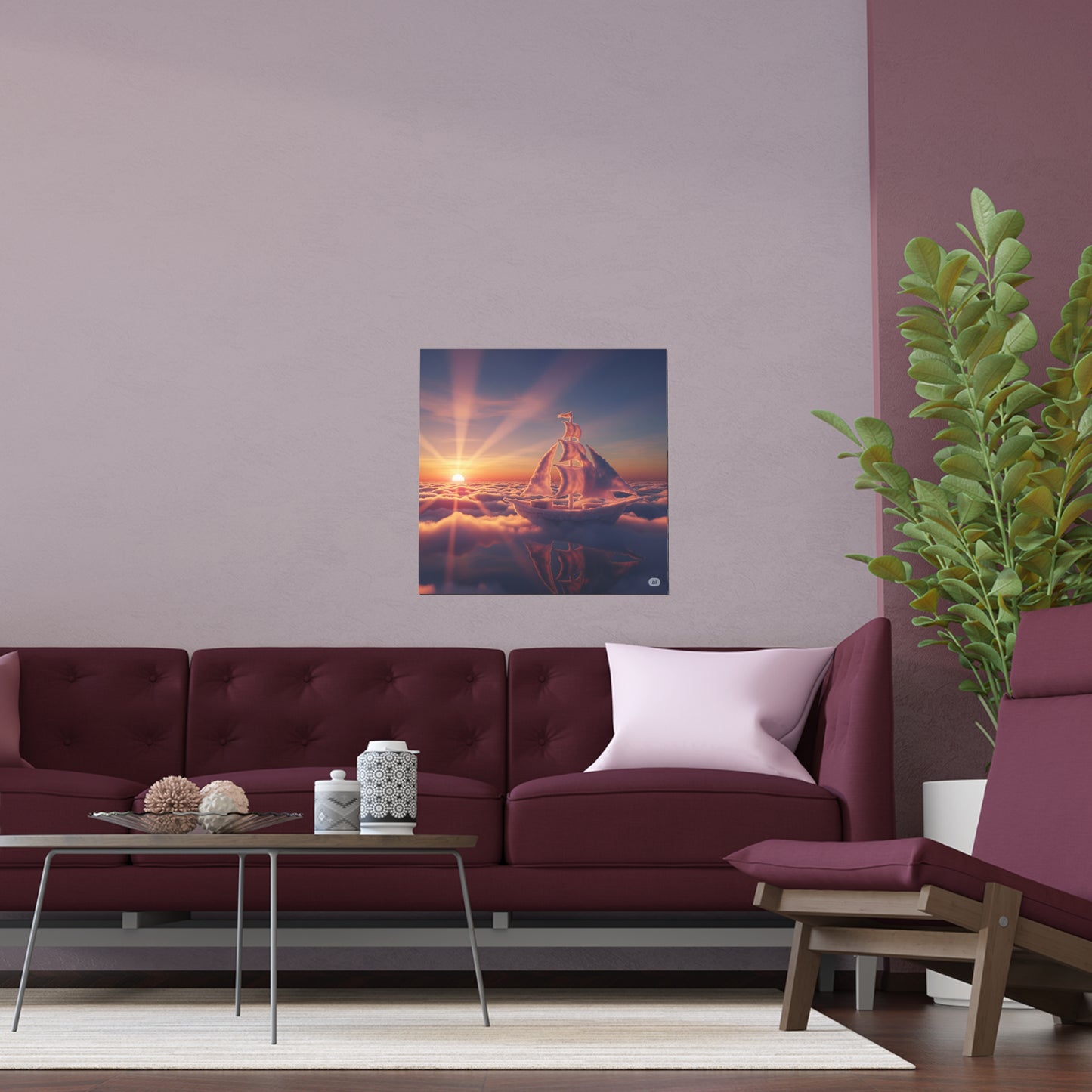 Dreamy Silk Poster, Nautical Home Decor, Sunset Art, Cloudscape Wall Art, Outdoor & Indoor Decoration