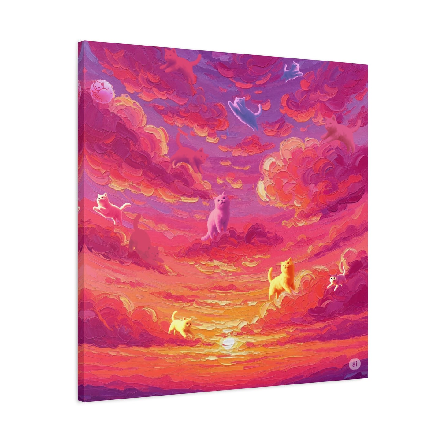 Dreamy Pet Canvas Print, Pink Sunset Sky Art, Dog and Cat Lovers Wall Decor, Perfect Gift for Animal Lovers, Home Decoration