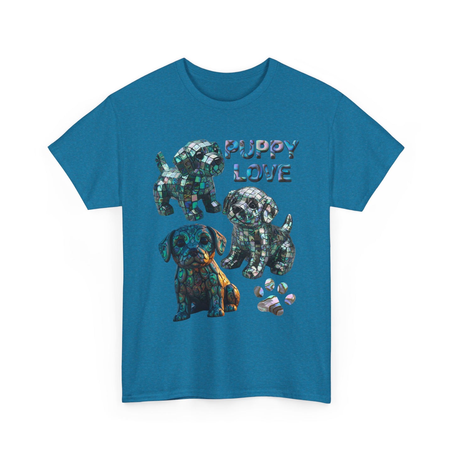 Abalone Puppy Love Tee - Unisex Heavy Cotton Tee, Dog Lovers Gift, Pet Lovers Apparel, Animal Lover Shirt, Cute Dog Graphic Tee