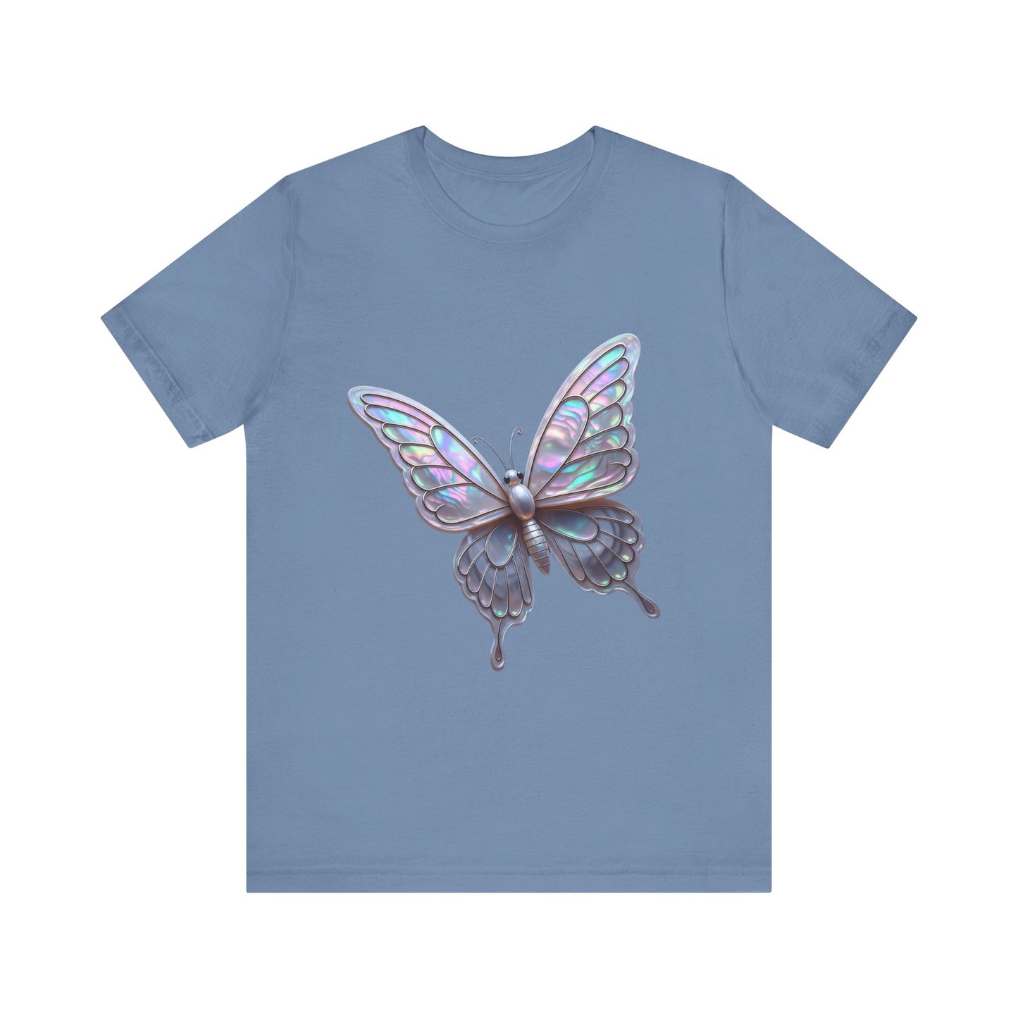 Iridescent Butterfly Tee, Nature Lover Shirt, Casual Graphic Tee, Gift for Her, Spring Fashion, Butterfly Graphic T-Shirt