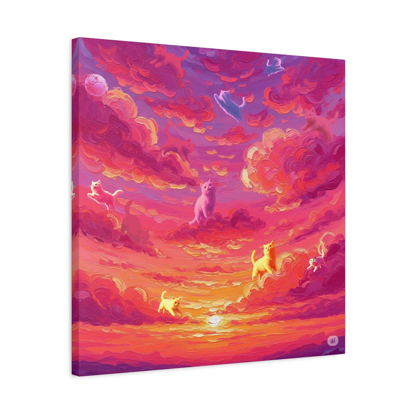 Dreamy Pet Canvas Print, Pink Sunset Sky Art, Dog and Cat Lovers Wall Decor, Perfect Gift for Animal Lovers, Home Decoration