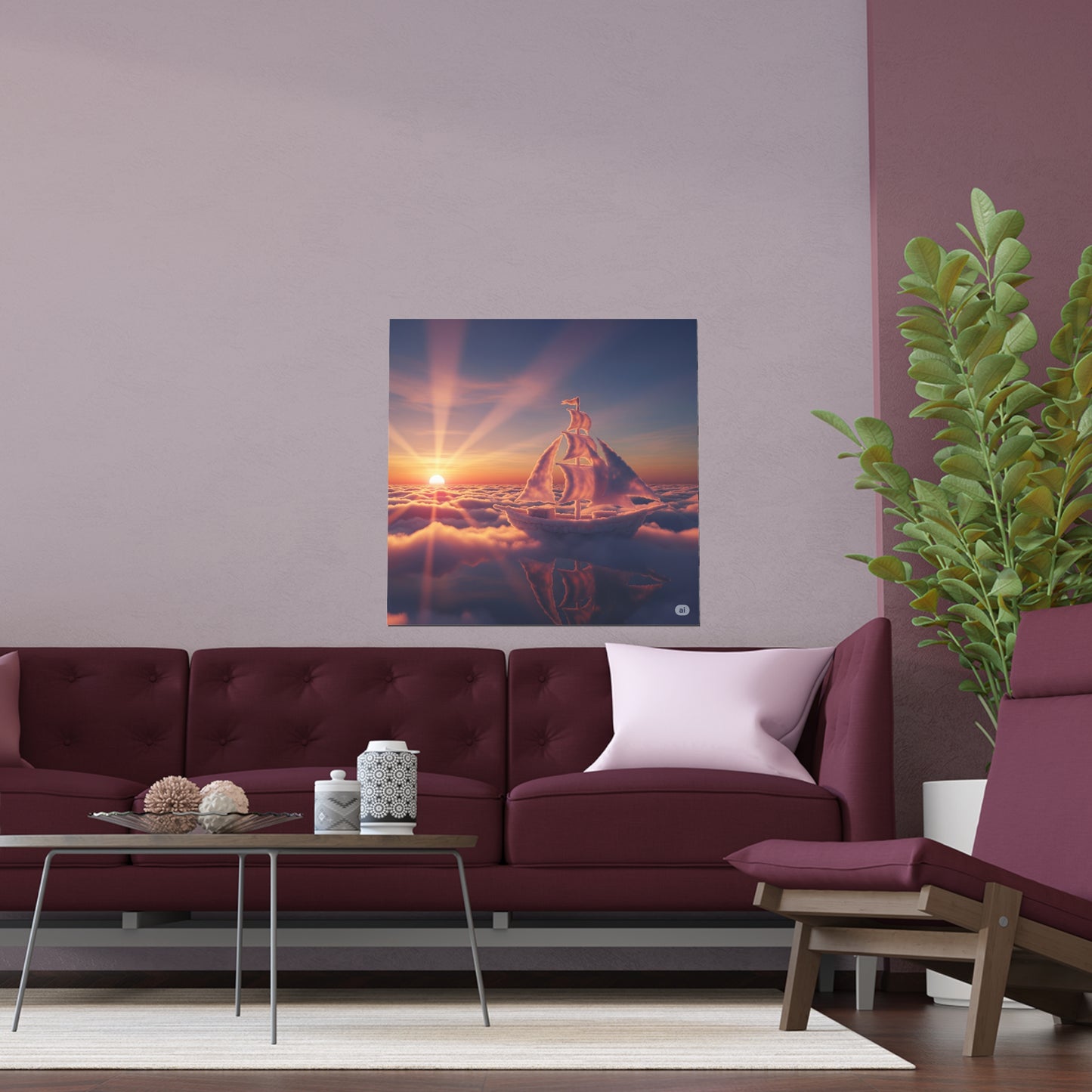 Dreamy Silk Poster, Nautical Home Decor, Sunset Art, Cloudscape Wall Art, Outdoor & Indoor Decoration