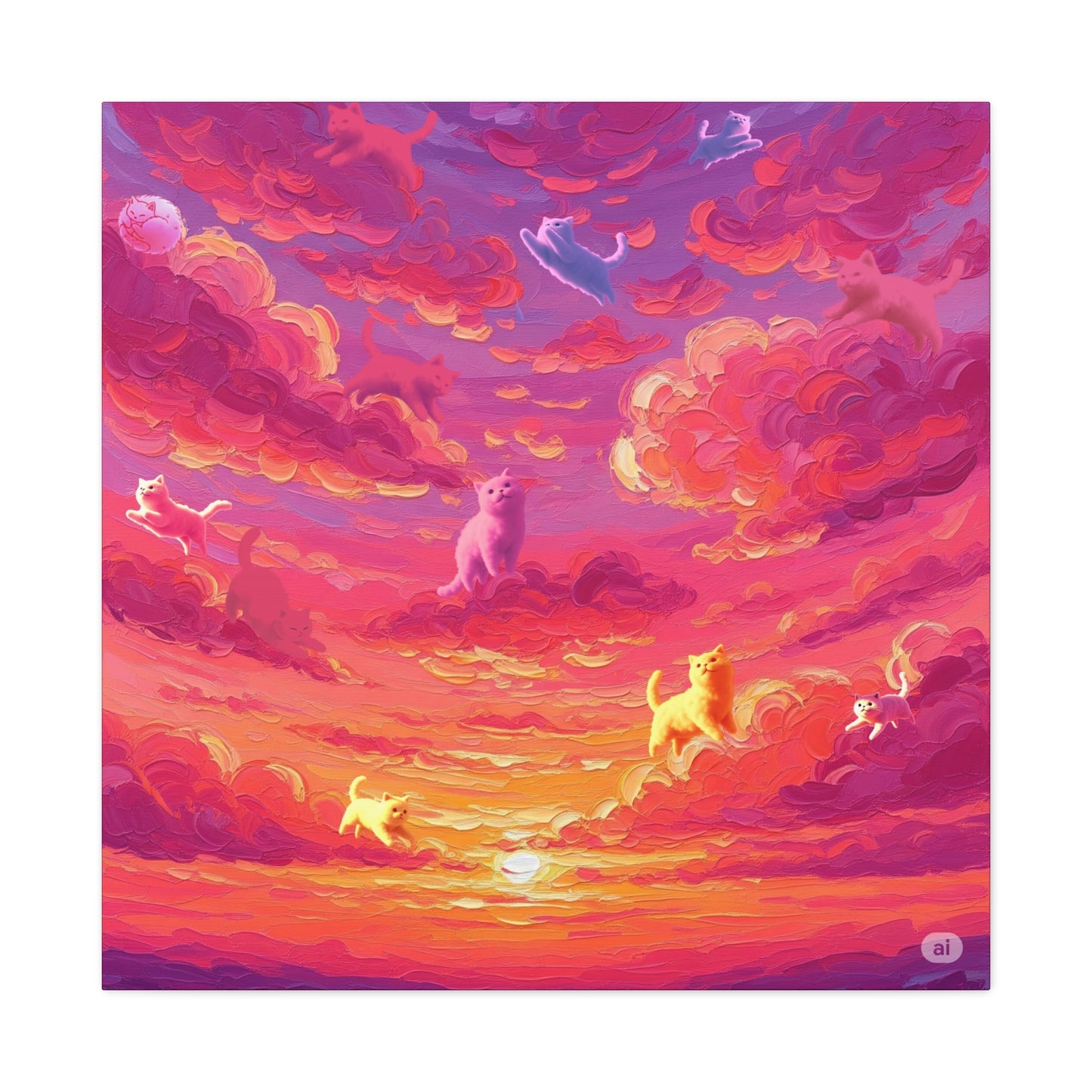 Dreamy Pet Canvas Print, Pink Sunset Sky Art, Dog and Cat Lovers Wall Decor, Perfect Gift for Animal Lovers, Home Decoration