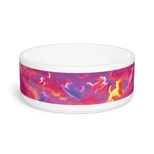 Cloud Kitty Sunset Dreamy Pet Bowl - Colorful Feeding Dish for Cats, Pet Lover Gift, Unique Pet Accessory, Home Decor for Animal Lovers