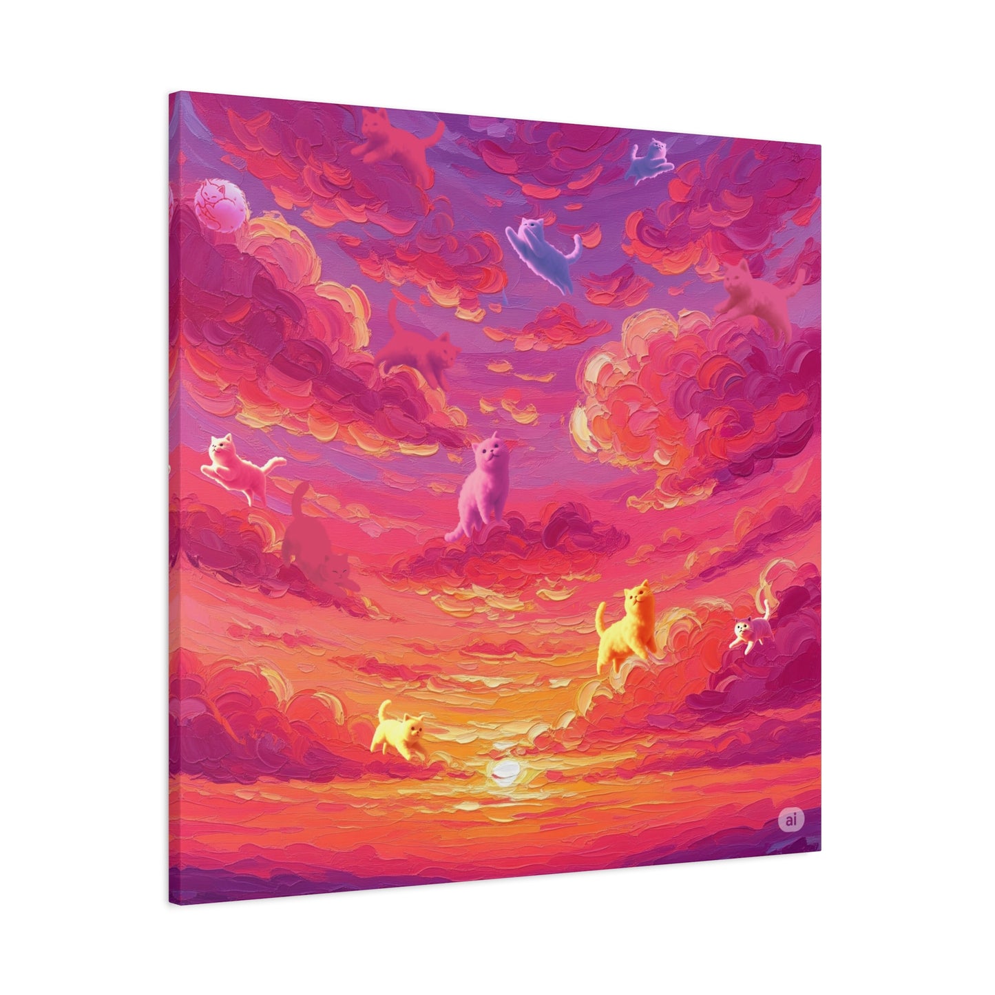 Dreamy Pet Canvas Print, Pink Sunset Sky Art, Dog and Cat Lovers Wall Decor, Perfect Gift for Animal Lovers, Home Decoration