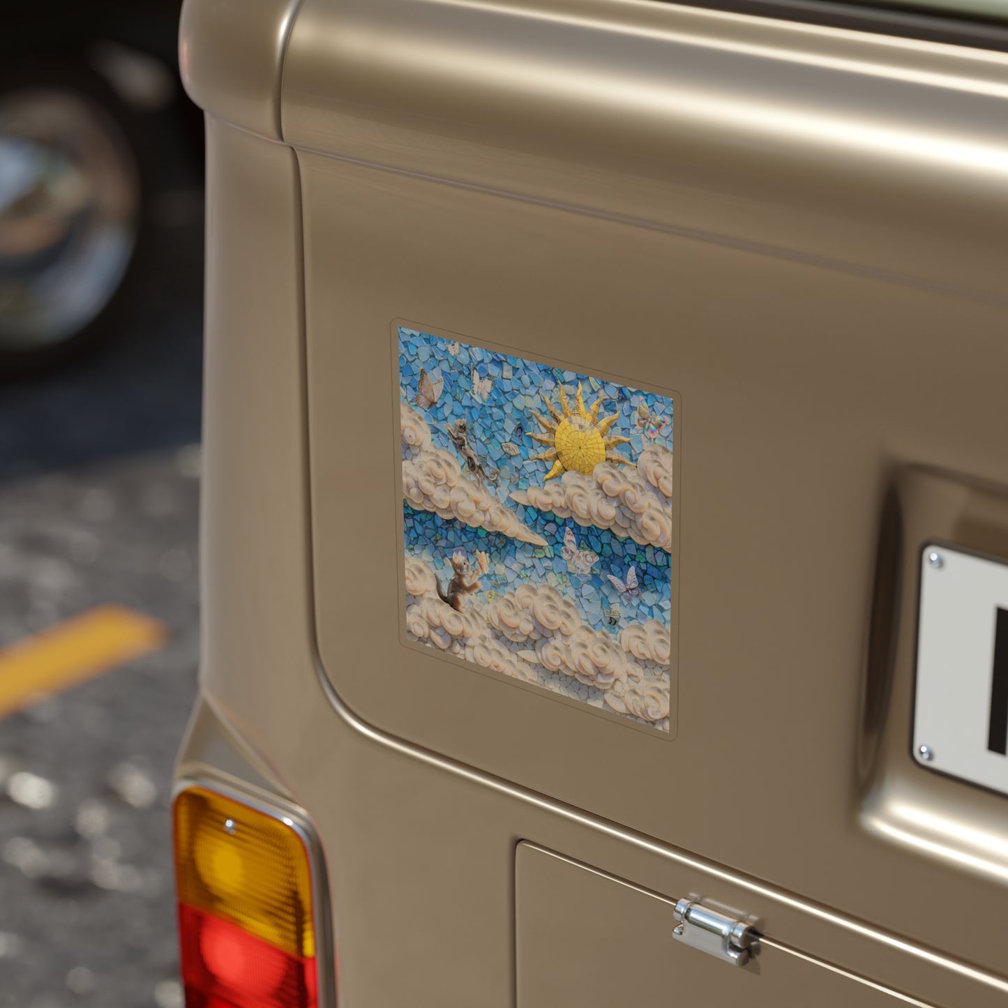 Transparent Outdoor Sticker, Die-Cut Sun and Clouds Design, Perfect for Water Bottles, Laptops, Cars, Travel Decor, Gifts