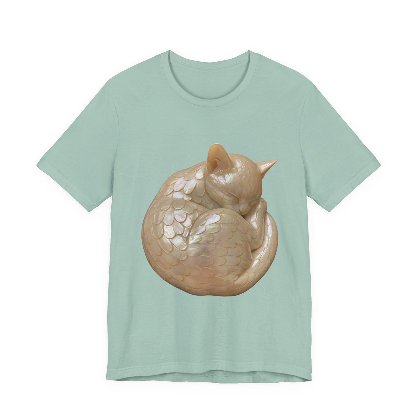 Sleeping Kitty Angel, Jersey Short Sleeve Shirt, Cute Cat T-Shirt, Gift for Cat Owners, Pet Lover Apparel, Casual Wear