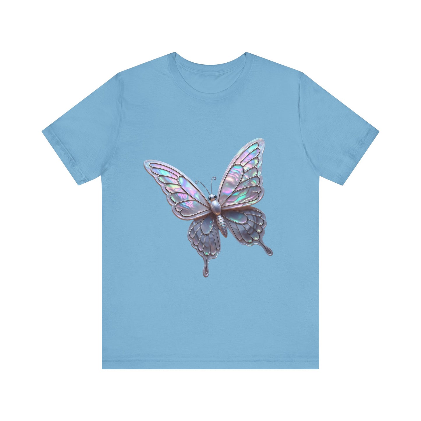 Iridescent Butterfly Tee, Nature Lover Shirt, Casual Graphic Tee, Gift for Her, Spring Fashion, Butterfly Graphic T-Shirt
