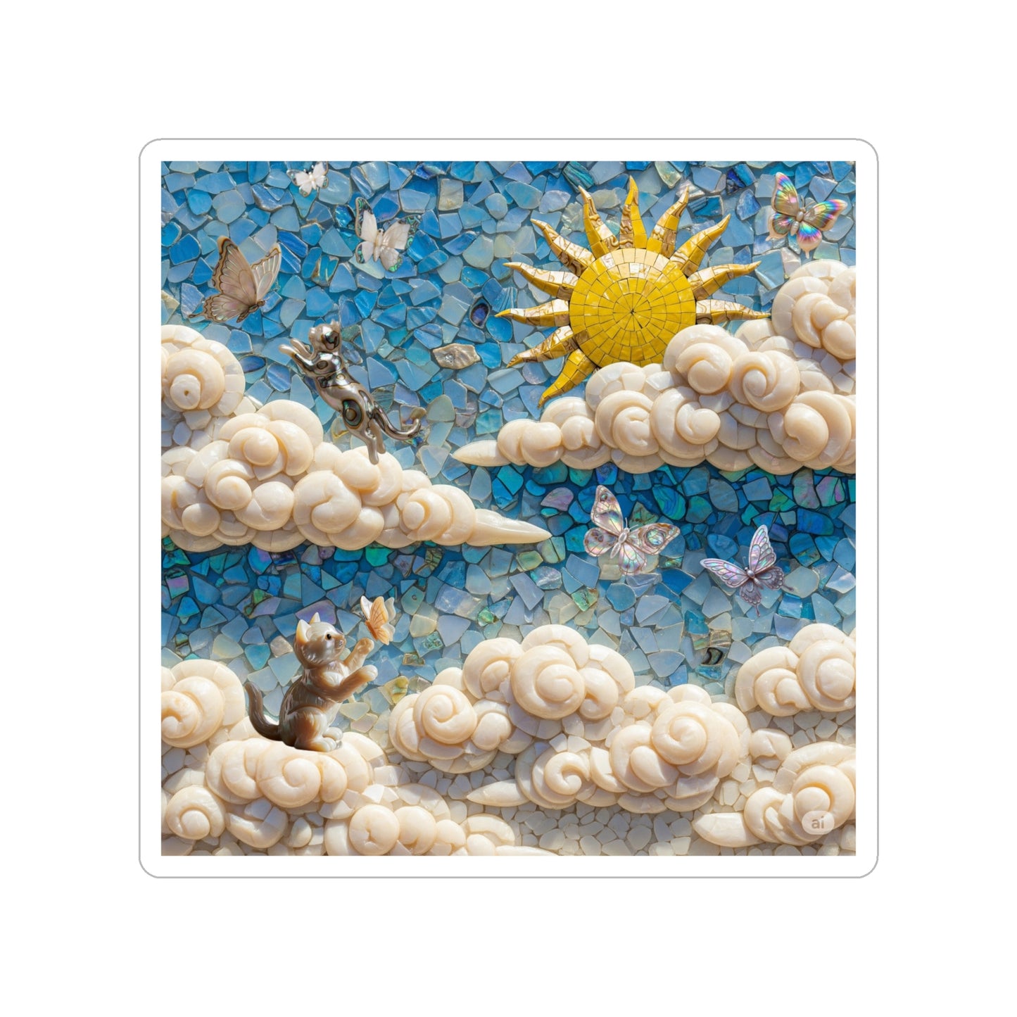 Transparent Outdoor Sticker, Die-Cut Sun and Clouds Design, Perfect for Water Bottles, Laptops, Cars, Travel Decor, Gifts