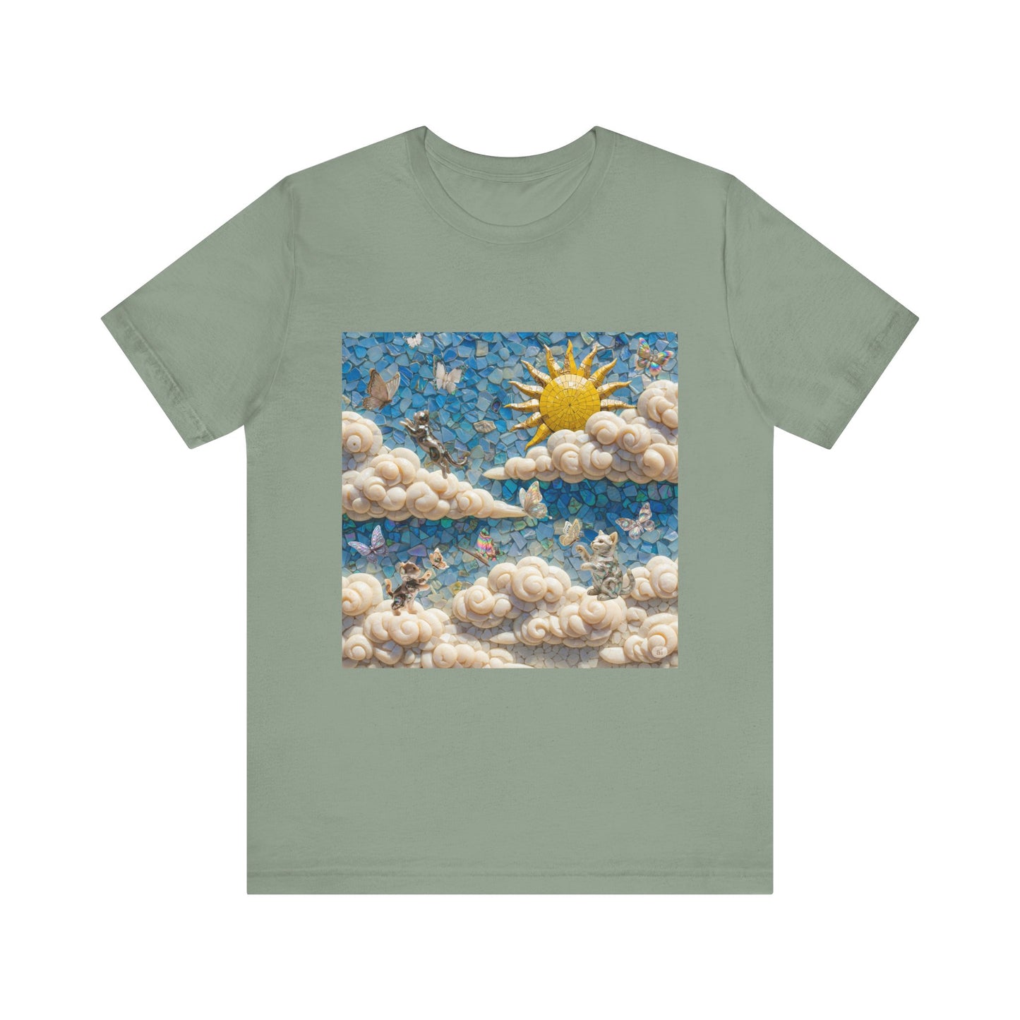 Kitties playing with Butterflies in the Sunny Day Sky  Tee - Enchanting Cloud and Sunshine Design, Perfect for Nature Lovers, Gifts, Summer Vibe, Bright Casual Wear