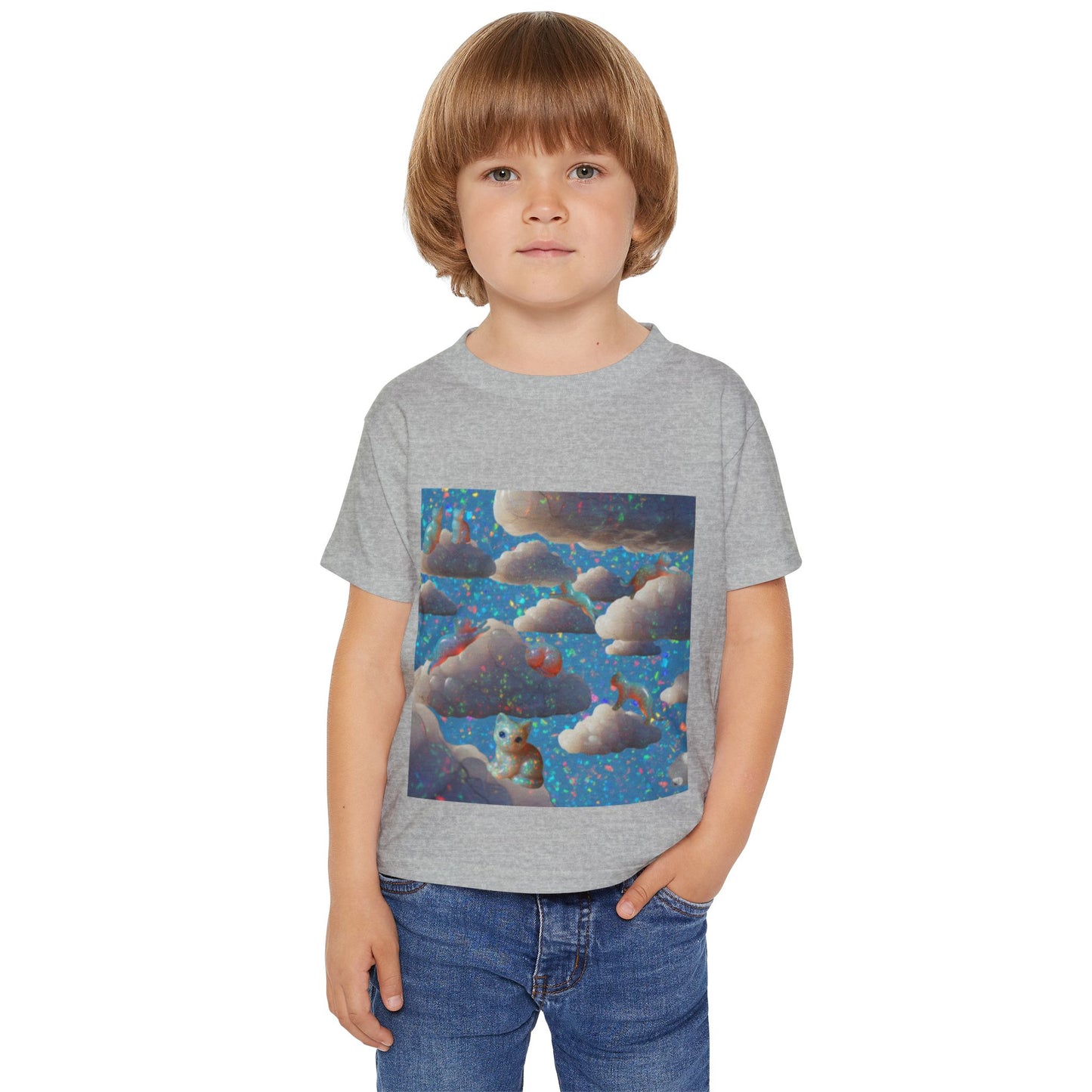 Opal Kitty Cloudtopia Wonderland Dreamy Sparkly Rainbow Glitter Toddler T-Shirt, Cute Opal Cloud Design for Kids, Funny Sparkly Birthday Gift, Soft Cotton Tee, Toddler Sparkly Kitty Apparel for Playtime