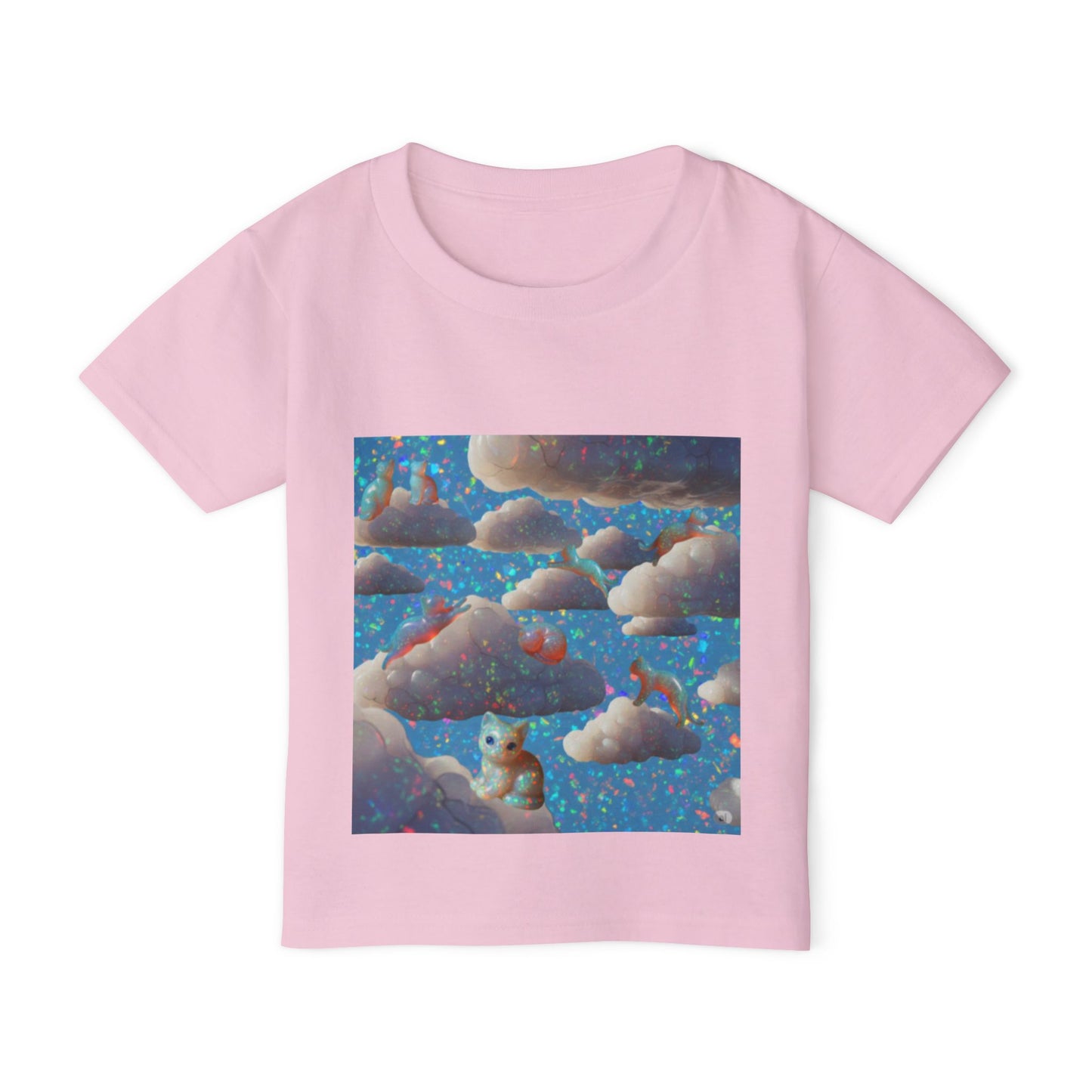 Opal Kitty Cloudtopia Wonderland Dreamy Sparkly Rainbow Glitter Toddler T-Shirt, Cute Opal Cloud Design for Kids, Funny Sparkly Birthday Gift, Soft Cotton Tee, Toddler Sparkly Kitty Apparel for Playtime