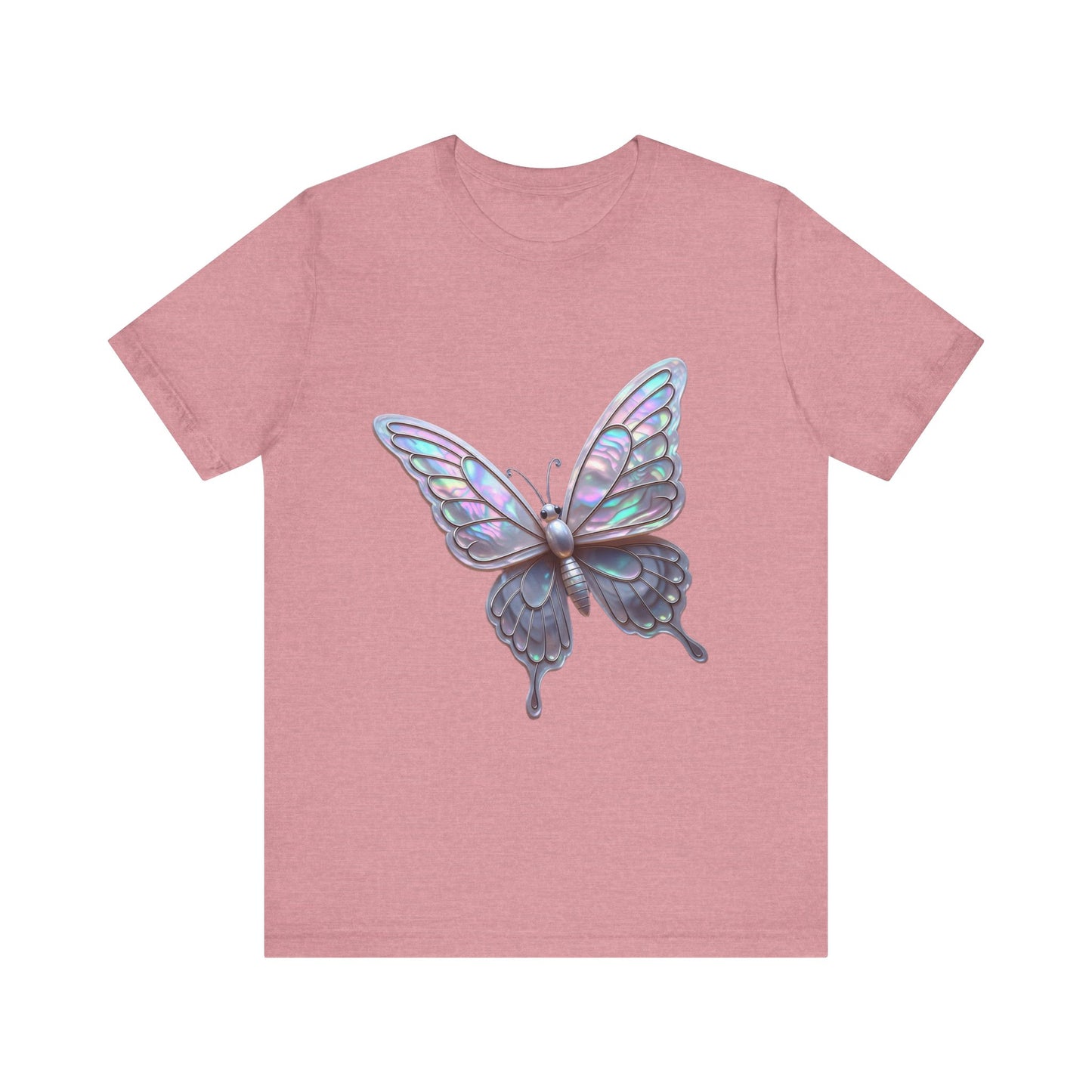 Iridescent Butterfly Tee, Nature Lover Shirt, Casual Graphic Tee, Gift for Her, Spring Fashion, Butterfly Graphic T-Shirt