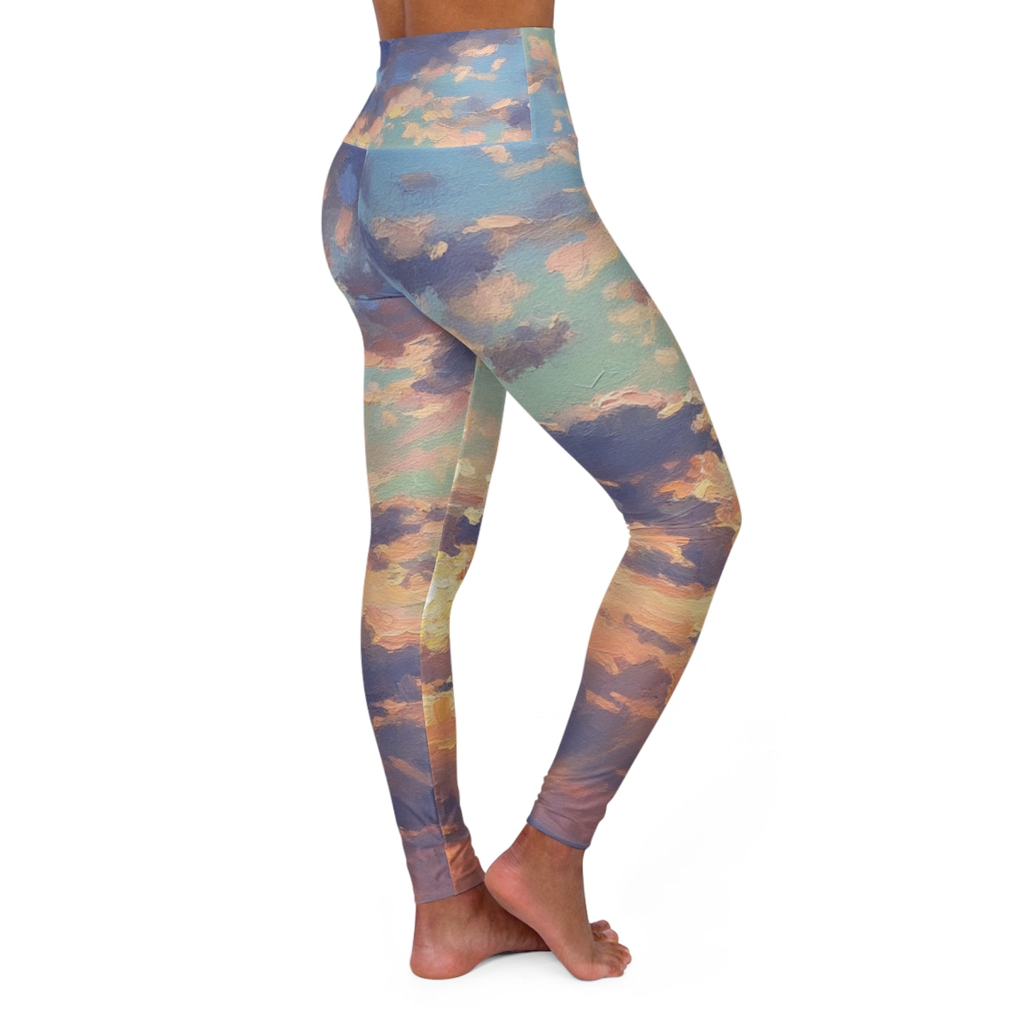 Cloudkissed Sunset High-Waist Yoga Leggings — Pastel Sunset All-Over Print