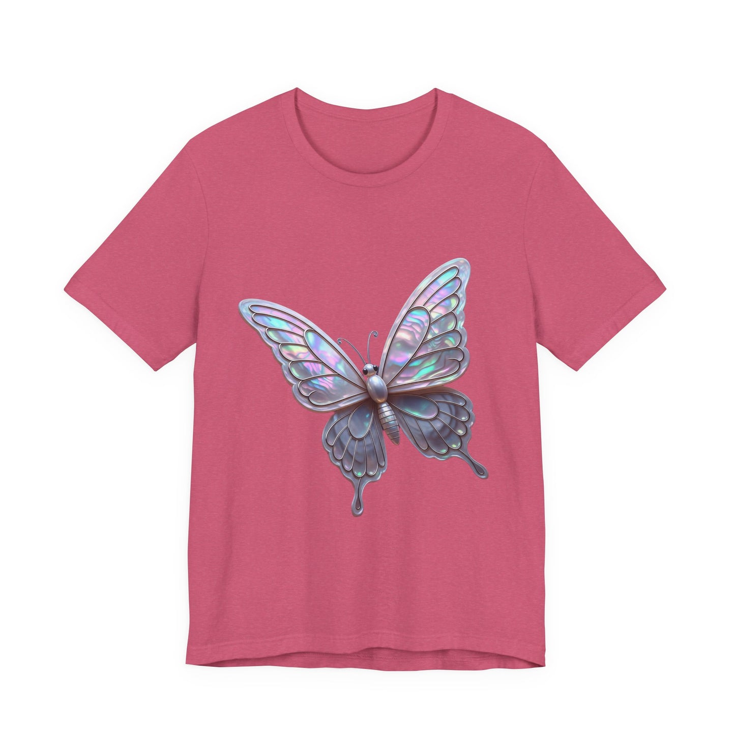 Iridescent Butterfly Tee, Nature Lover Shirt, Casual Graphic Tee, Gift for Her, Spring Fashion, Butterfly Graphic T-Shirt