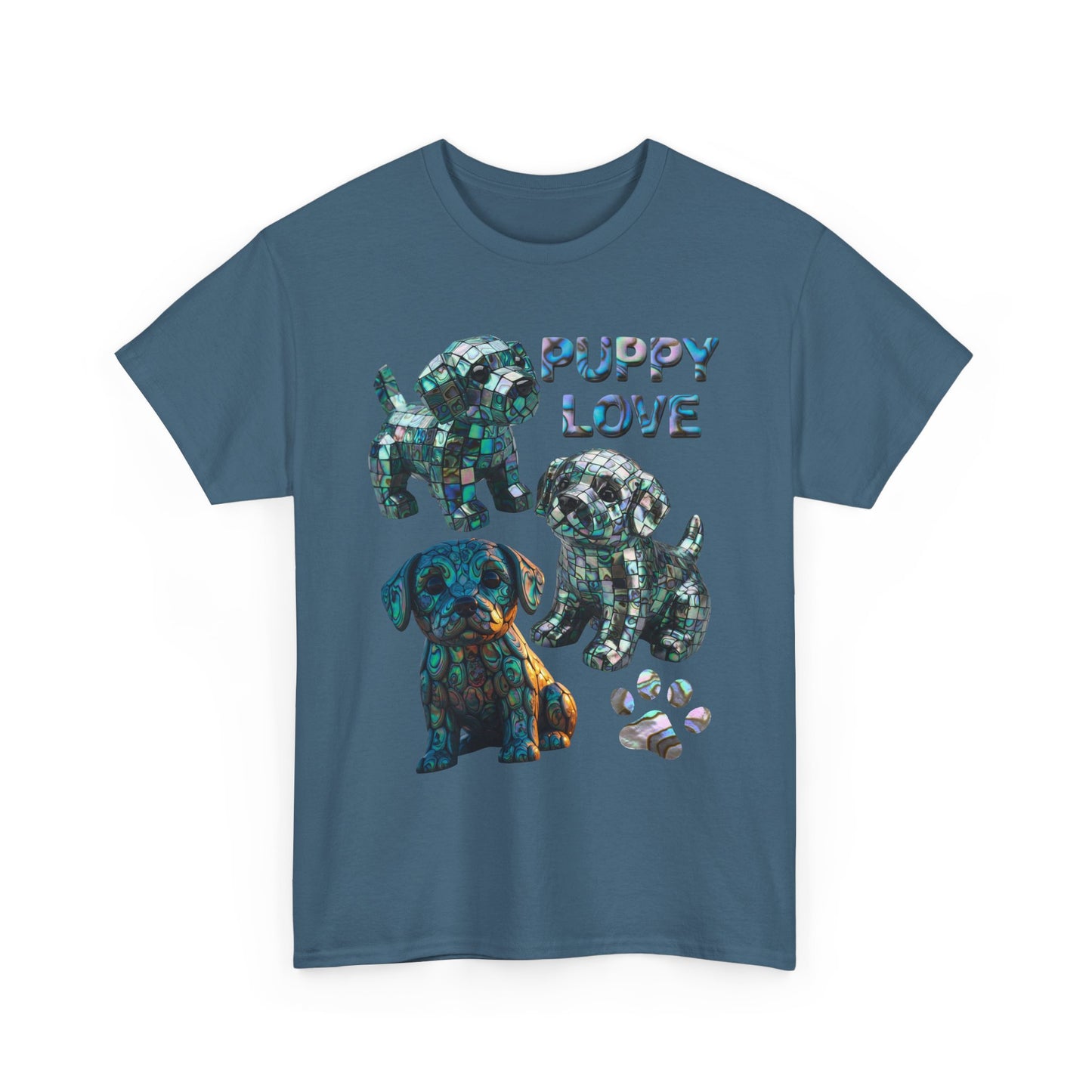Abalone Puppy Love Tee - Unisex Heavy Cotton Tee, Dog Lovers Gift, Pet Lovers Apparel, Animal Lover Shirt, Cute Dog Graphic Tee