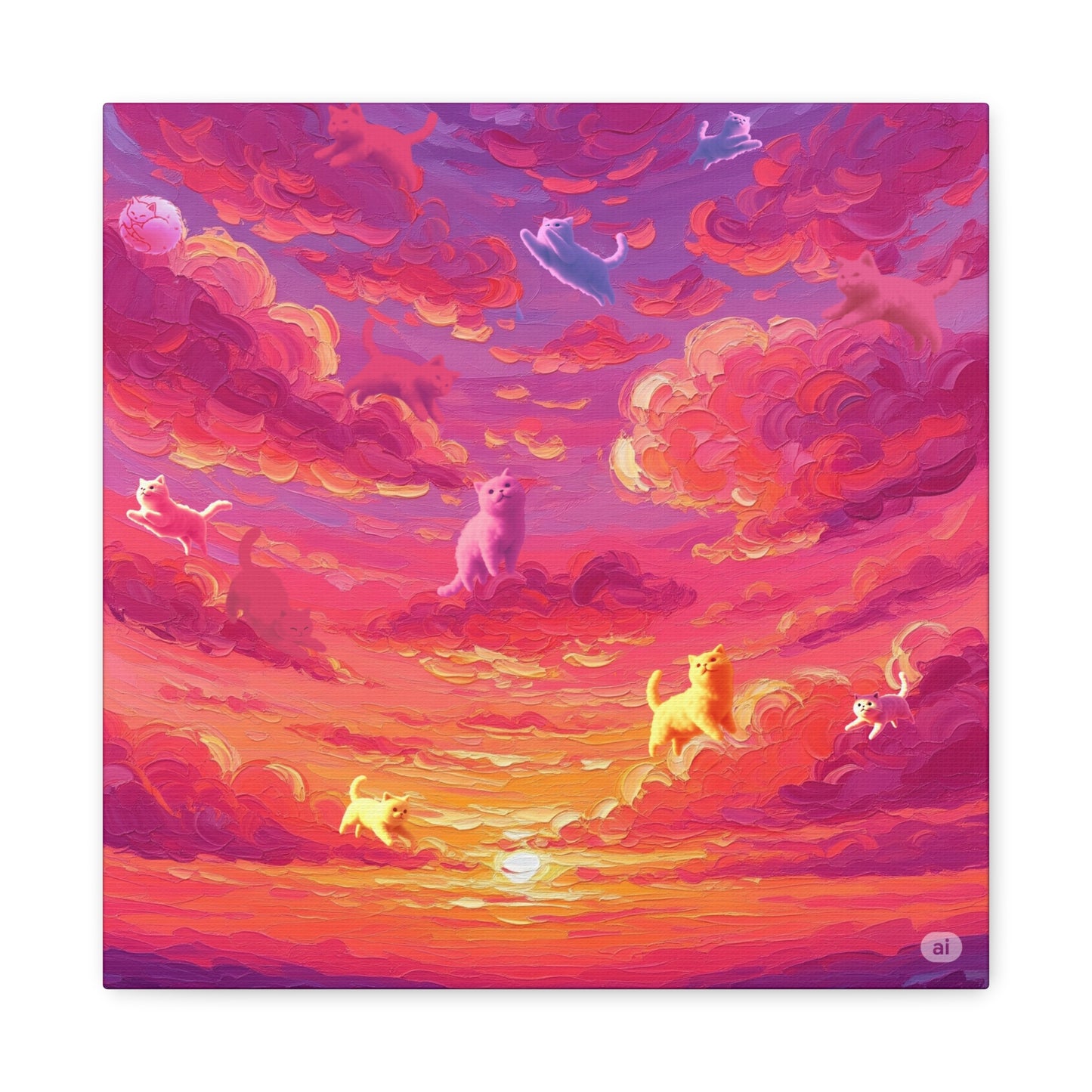 Dreamy Pet Canvas Print, Pink Sunset Sky Art, Dog and Cat Lovers Wall Decor, Perfect Gift for Animal Lovers, Home Decoration