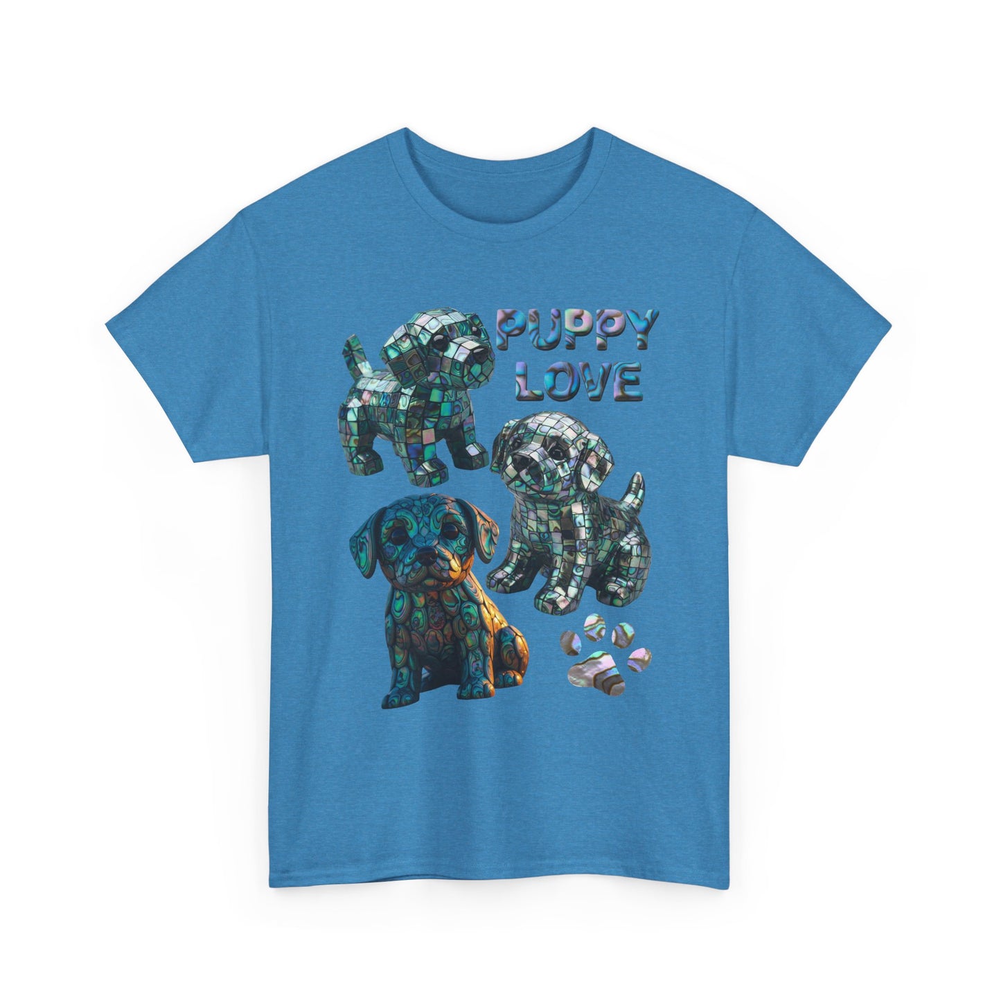 Abalone Puppy Love Tee - Unisex Heavy Cotton Tee, Dog Lovers Gift, Pet Lovers Apparel, Animal Lover Shirt, Cute Dog Graphic Tee
