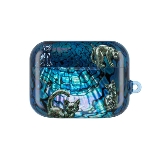 Blue Green Abalone Kitty AirPod Cases | Cute Cat Accessories, Pet Lover Gifts, Tech Protection, Feline Themed, Unique AirPod Covers