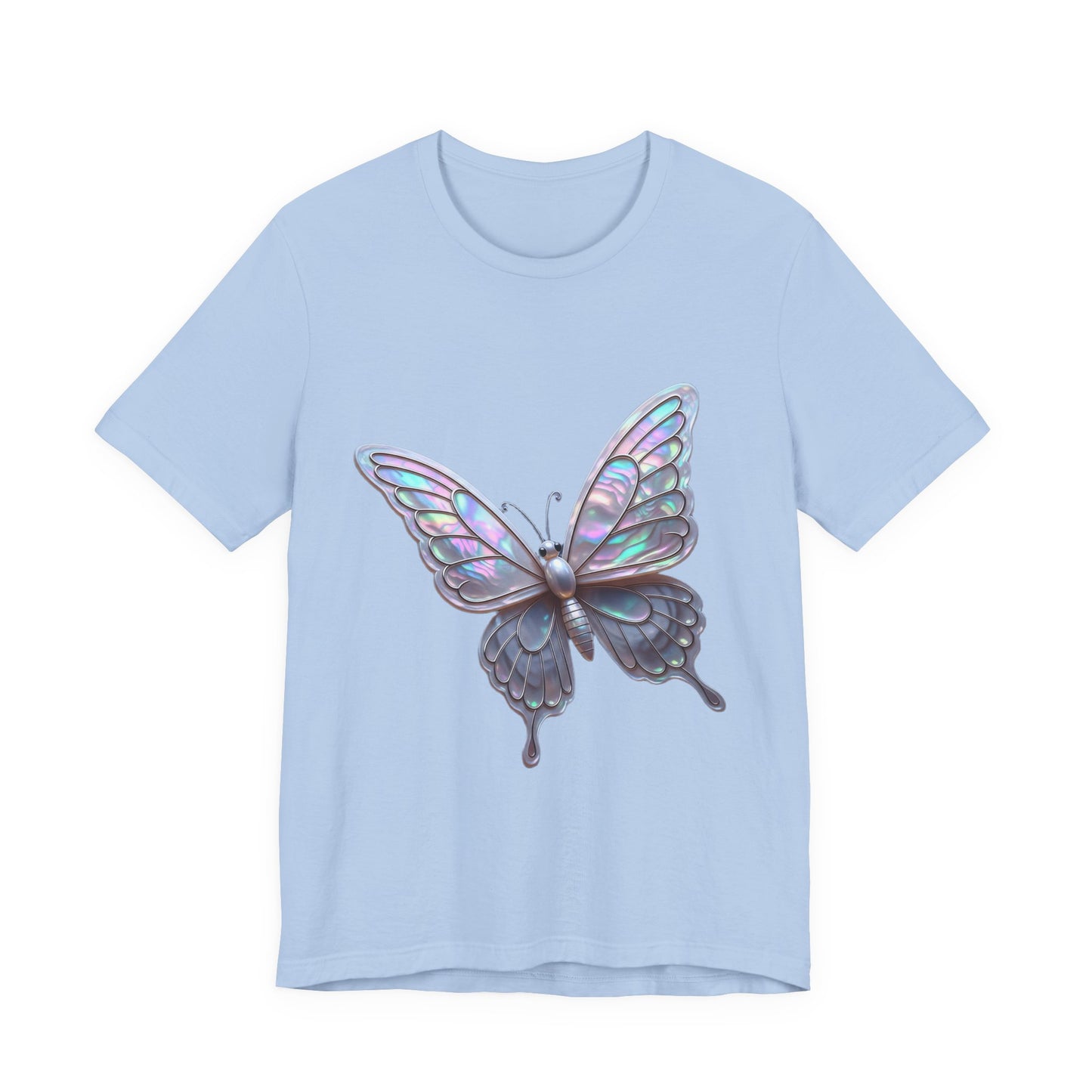Iridescent Butterfly Tee, Nature Lover Shirt, Casual Graphic Tee, Gift for Her, Spring Fashion, Butterfly Graphic T-Shirt