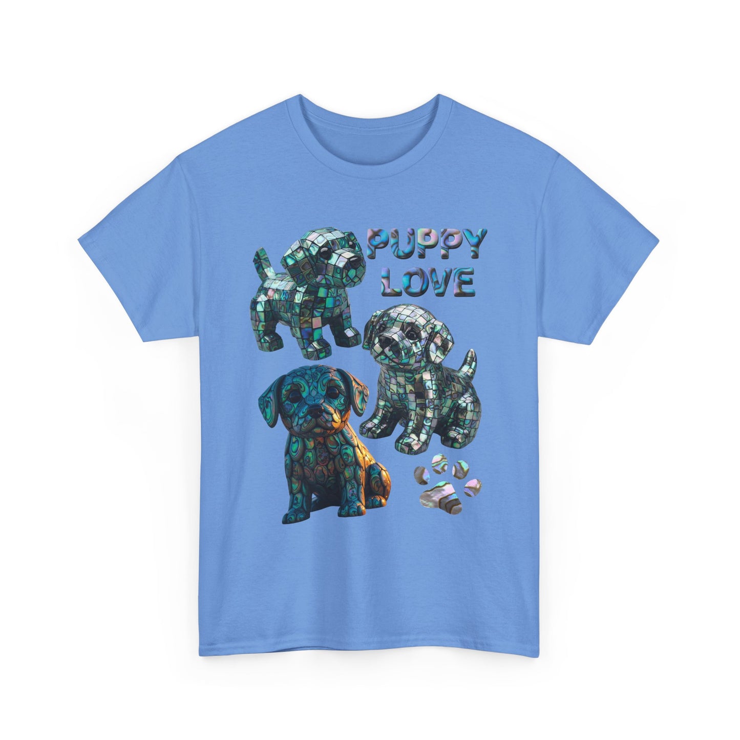 Abalone Puppy Love Tee - Unisex Heavy Cotton Tee, Dog Lovers Gift, Pet Lovers Apparel, Animal Lover Shirt, Cute Dog Graphic Tee