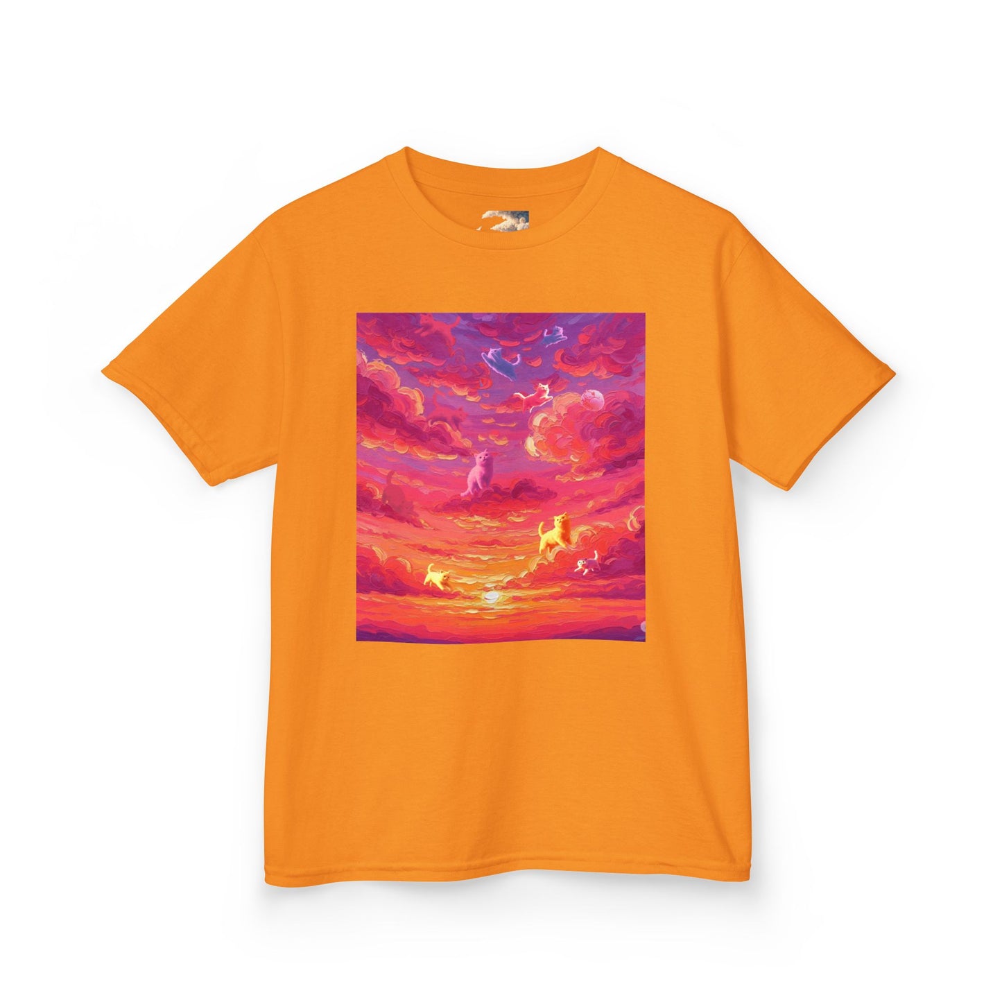 CLOUD KITTIES Alit In The Fuchsia Sunset  Sky Kids Tee - Perfect for Summer Picnics, Birthday Gifts, Outdoor Adventures, Family Gatherings, Graphic T-Shirt for Kids