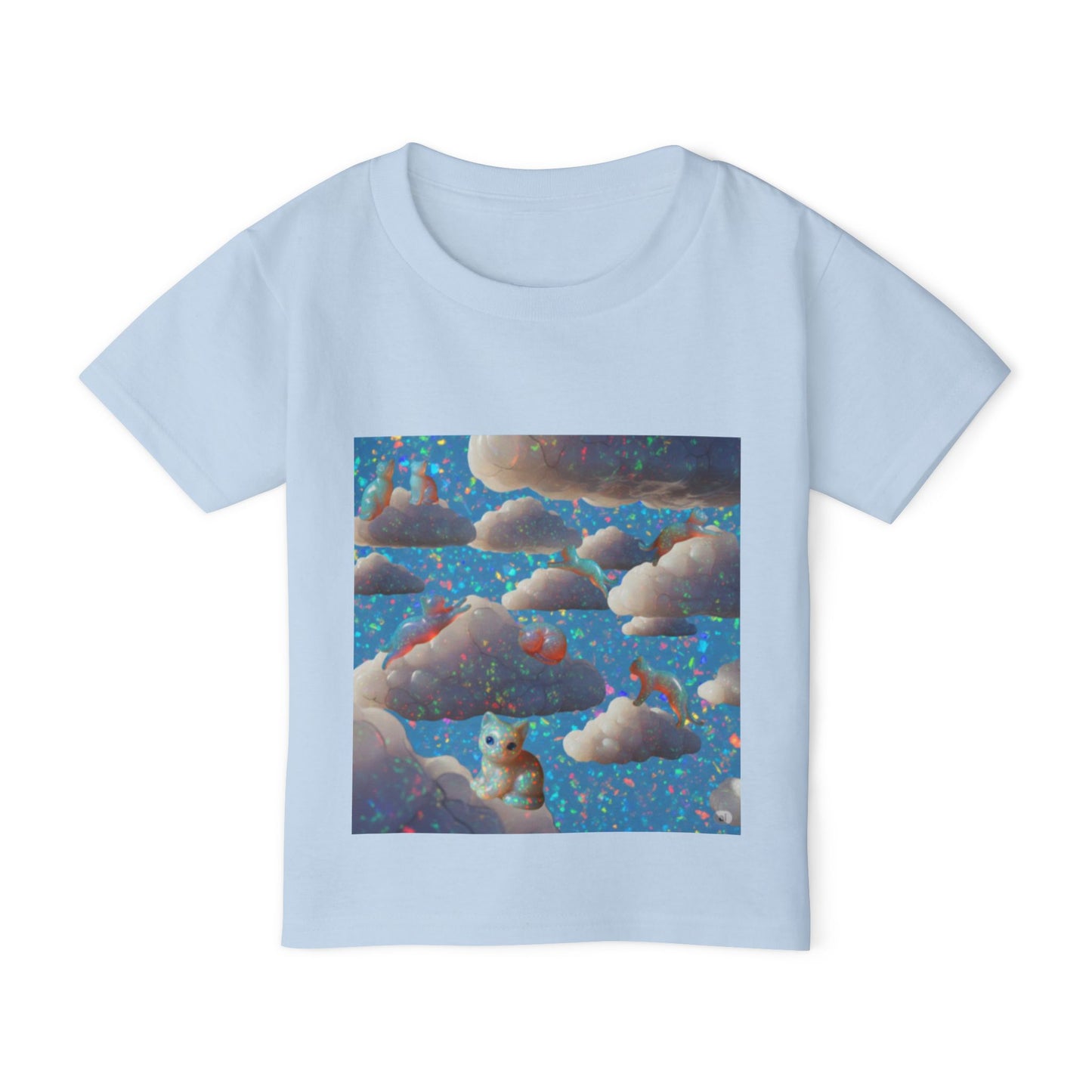 Opal Kitty Cloudtopia Wonderland Dreamy Sparkly Rainbow Glitter Toddler T-Shirt, Cute Opal Cloud Design for Kids, Funny Sparkly Birthday Gift, Soft Cotton Tee, Toddler Sparkly Kitty Apparel for Playtime