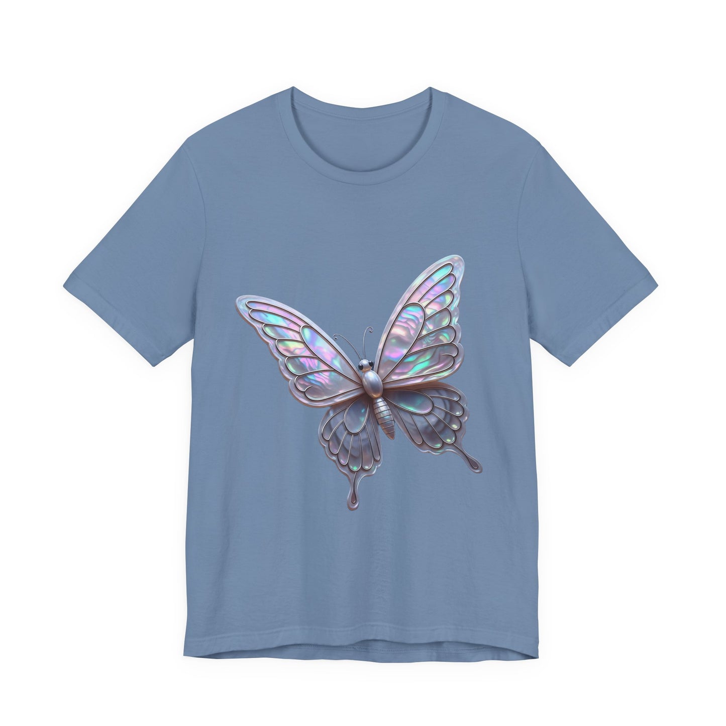 Iridescent Butterfly Tee, Nature Lover Shirt, Casual Graphic Tee, Gift for Her, Spring Fashion, Butterfly Graphic T-Shirt