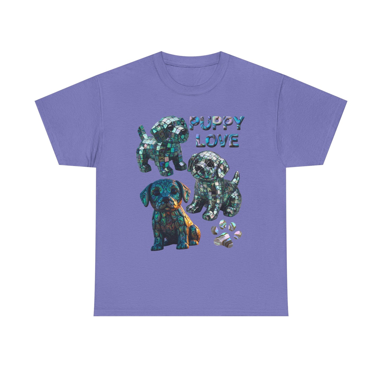 Abalone Puppy Love Tee - Unisex Heavy Cotton Tee, Dog Lovers Gift, Pet Lovers Apparel, Animal Lover Shirt, Cute Dog Graphic Tee