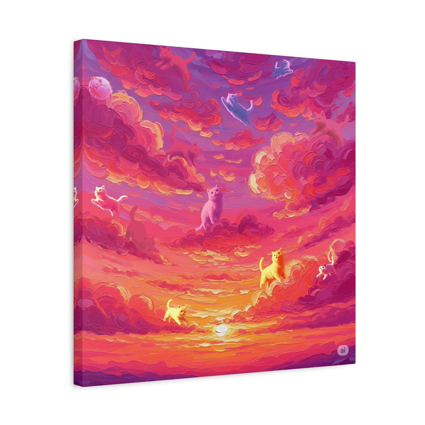 Dreamy Pet Canvas Print, Pink Sunset Sky Art, Dog and Cat Lovers Wall Decor, Perfect Gift for Animal Lovers, Home Decoration