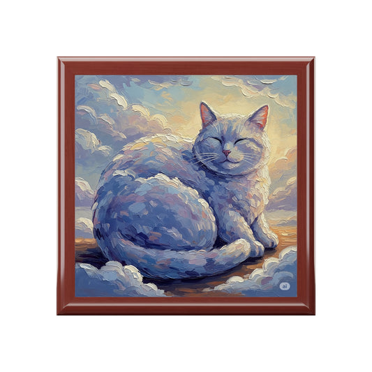 Chonky Cloud Kitty Jewelry Box, Decorative Storage for Ring, Necklace Organizer, Cat Lover Gift, Unique Home Decor, Birthday Present