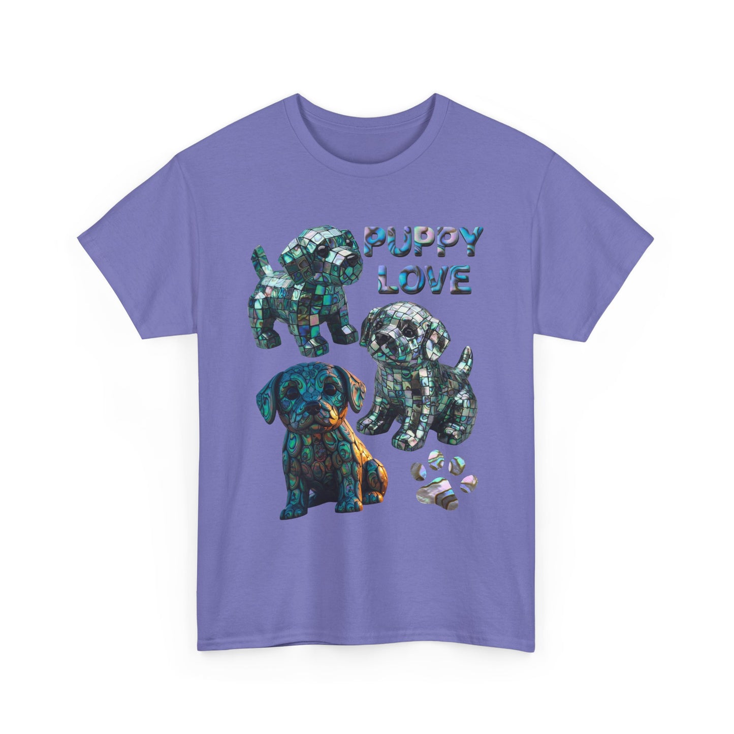 Abalone Puppy Love Tee - Unisex Heavy Cotton Tee, Dog Lovers Gift, Pet Lovers Apparel, Animal Lover Shirt, Cute Dog Graphic Tee