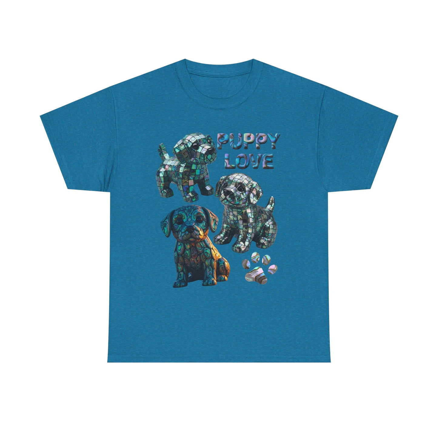Abalone Puppy Love Tee - Unisex Heavy Cotton Tee, Dog Lovers Gift, Pet Lovers Apparel, Animal Lover Shirt, Cute Dog Graphic Tee