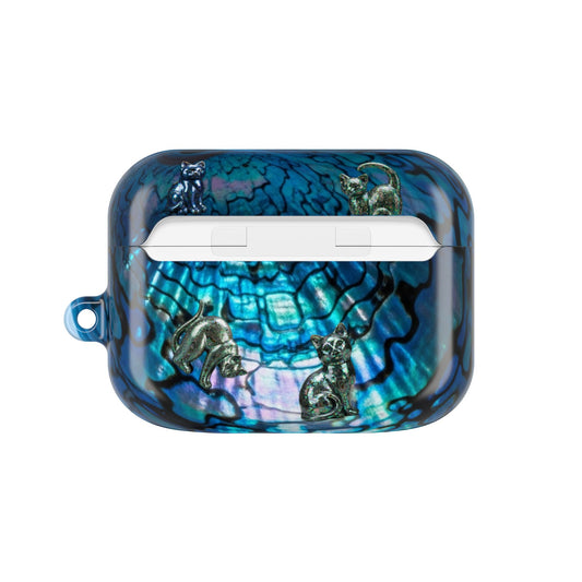 Blue Green Abalone Kitty AirPod Cases | Cute Cat Accessories, Pet Lover Gifts, Tech Protection, Feline Themed, Unique AirPod Covers
