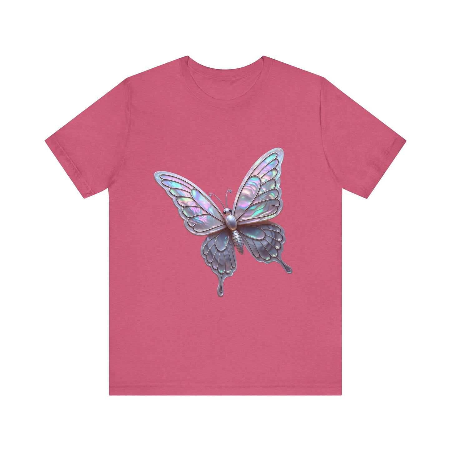 Iridescent Butterfly Tee, Nature Lover Shirt, Casual Graphic Tee, Gift for Her, Spring Fashion, Butterfly Graphic T-Shirt