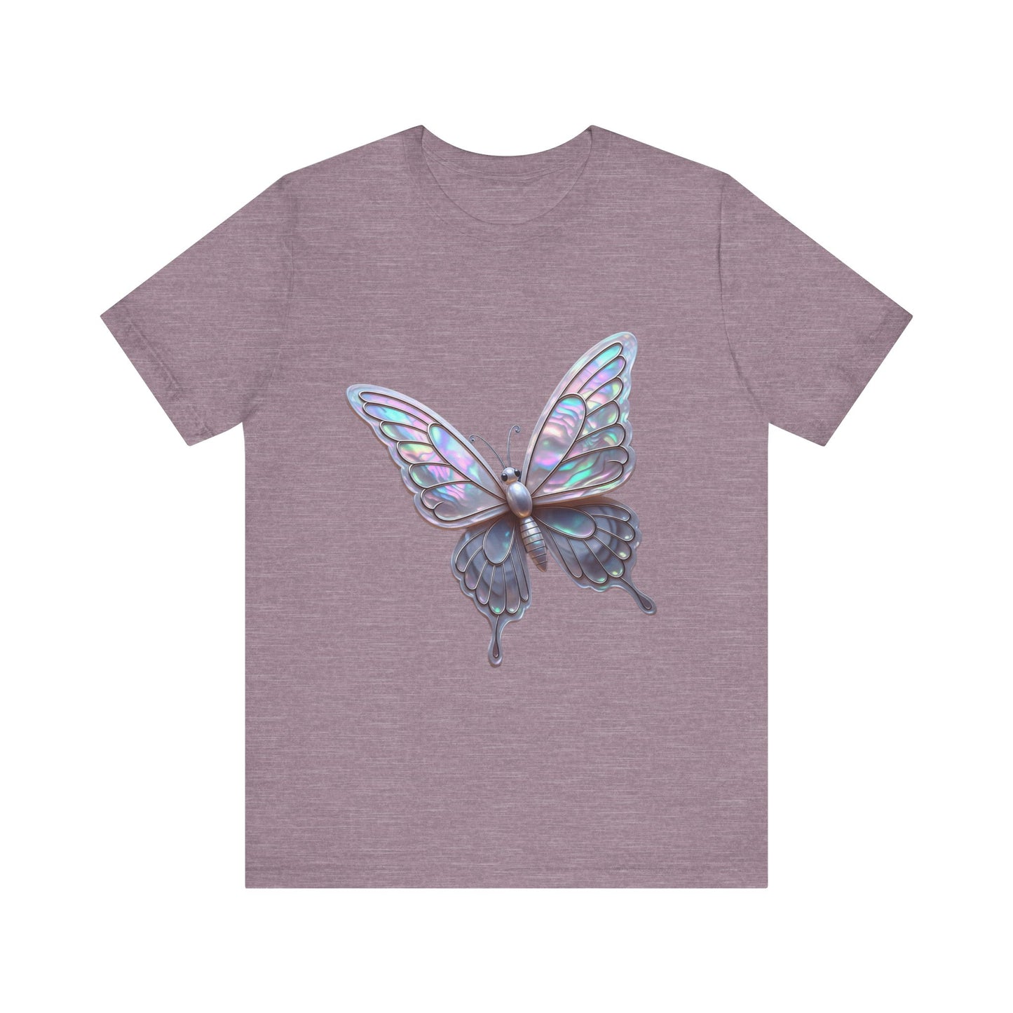 Iridescent Butterfly Tee, Nature Lover Shirt, Casual Graphic Tee, Gift for Her, Spring Fashion, Butterfly Graphic T-Shirt