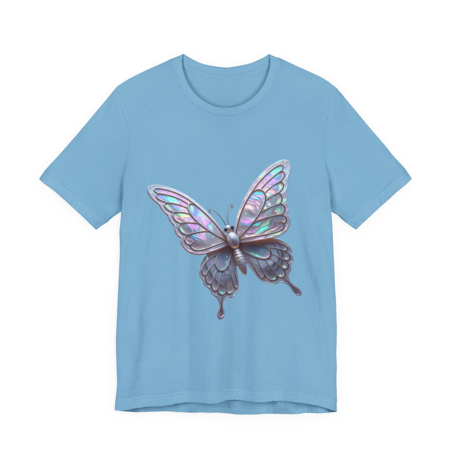 Iridescent Butterfly Tee, Nature Lover Shirt, Casual Graphic Tee, Gift for Her, Spring Fashion, Butterfly Graphic T-Shirt