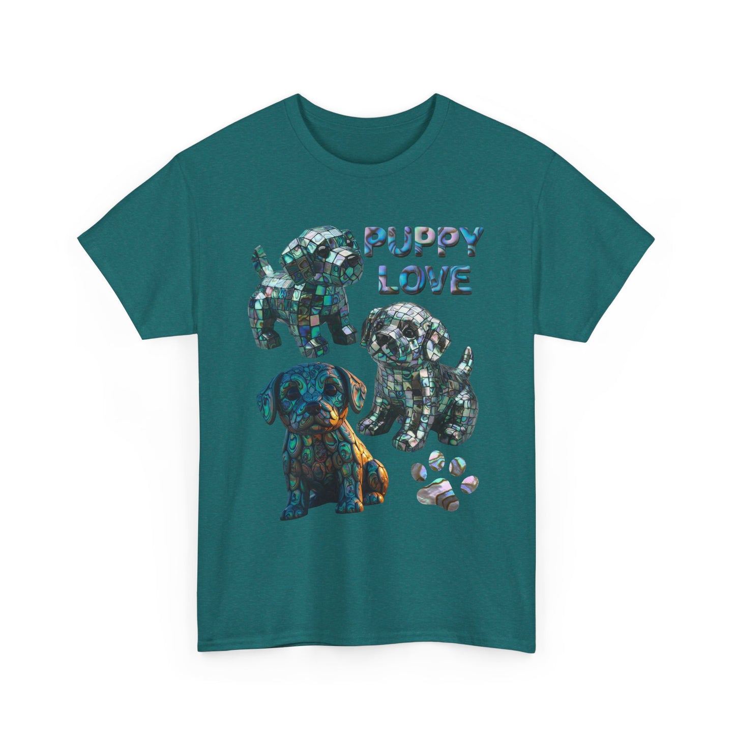 Abalone Puppy Love Tee - Unisex Heavy Cotton Tee, Dog Lovers Gift, Pet Lovers Apparel, Animal Lover Shirt, Cute Dog Graphic Tee
