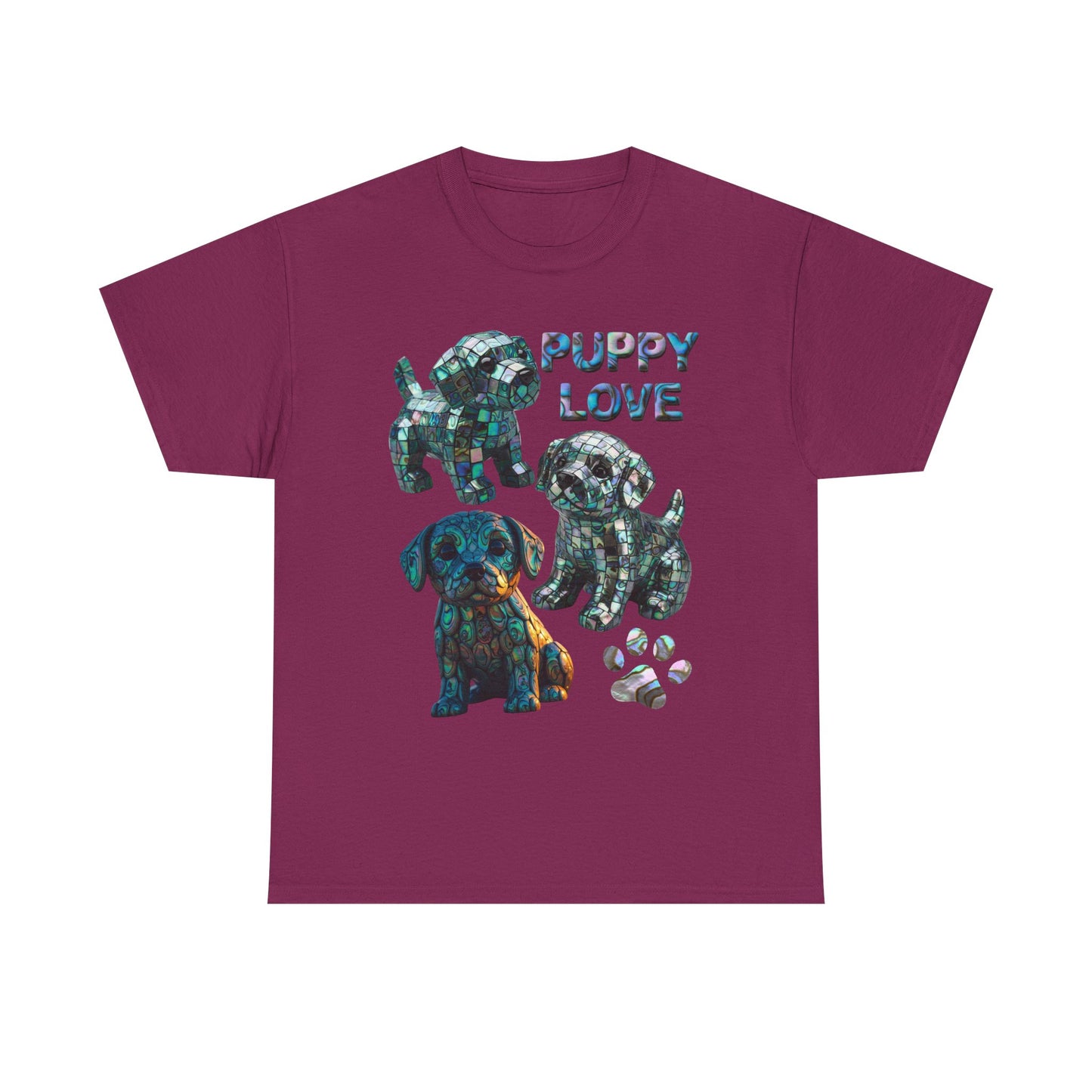 Abalone Puppy Love Tee - Unisex Heavy Cotton Tee, Dog Lovers Gift, Pet Lovers Apparel, Animal Lover Shirt, Cute Dog Graphic Tee