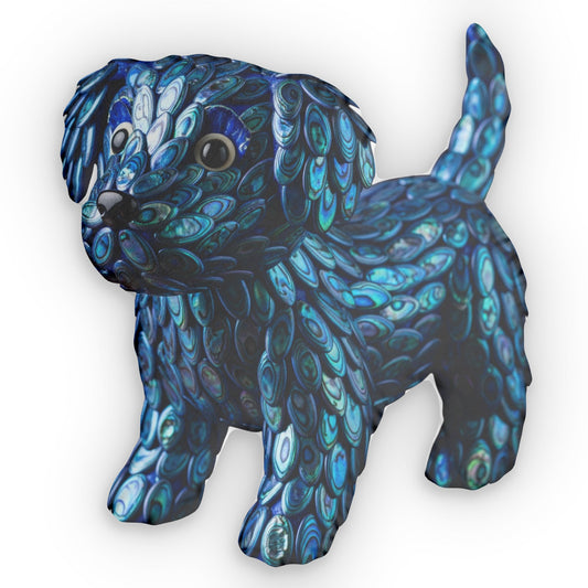 Abalone Shell Blue Puppy, Unique Pet Decor, Gorgeous Rainbow Sheen Abalone Shell Puppy for Dog Lovers, Cute Home Accent, Fun Dog Pillow